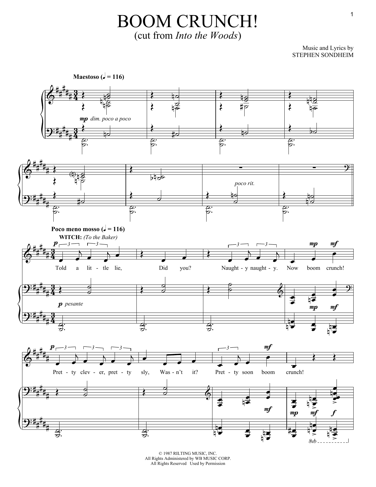 Download Stephen Sondheim Boom Crunch Sheet Music and learn how to play Piano & Vocal PDF digital score in minutes