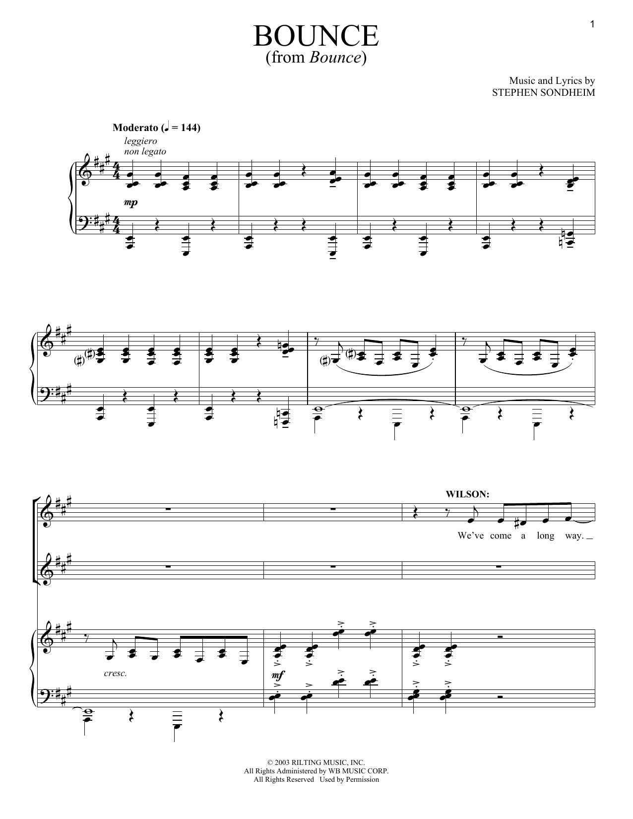 Download Stephen Sondheim Bounce Sheet Music and learn how to play Piano & Vocal PDF digital score in minutes