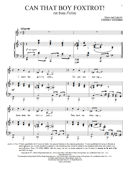 Download Stephen Sondheim Can That Boy Foxtrot! Sheet Music and learn how to play Piano & Vocal PDF digital score in minutes