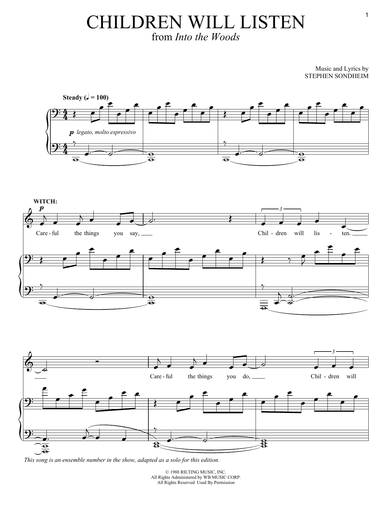 Download Stephen Sondheim Children Will Listen (from 'Into The Woods') Sheet Music and learn how to play Piano Duet PDF digital score in minutes