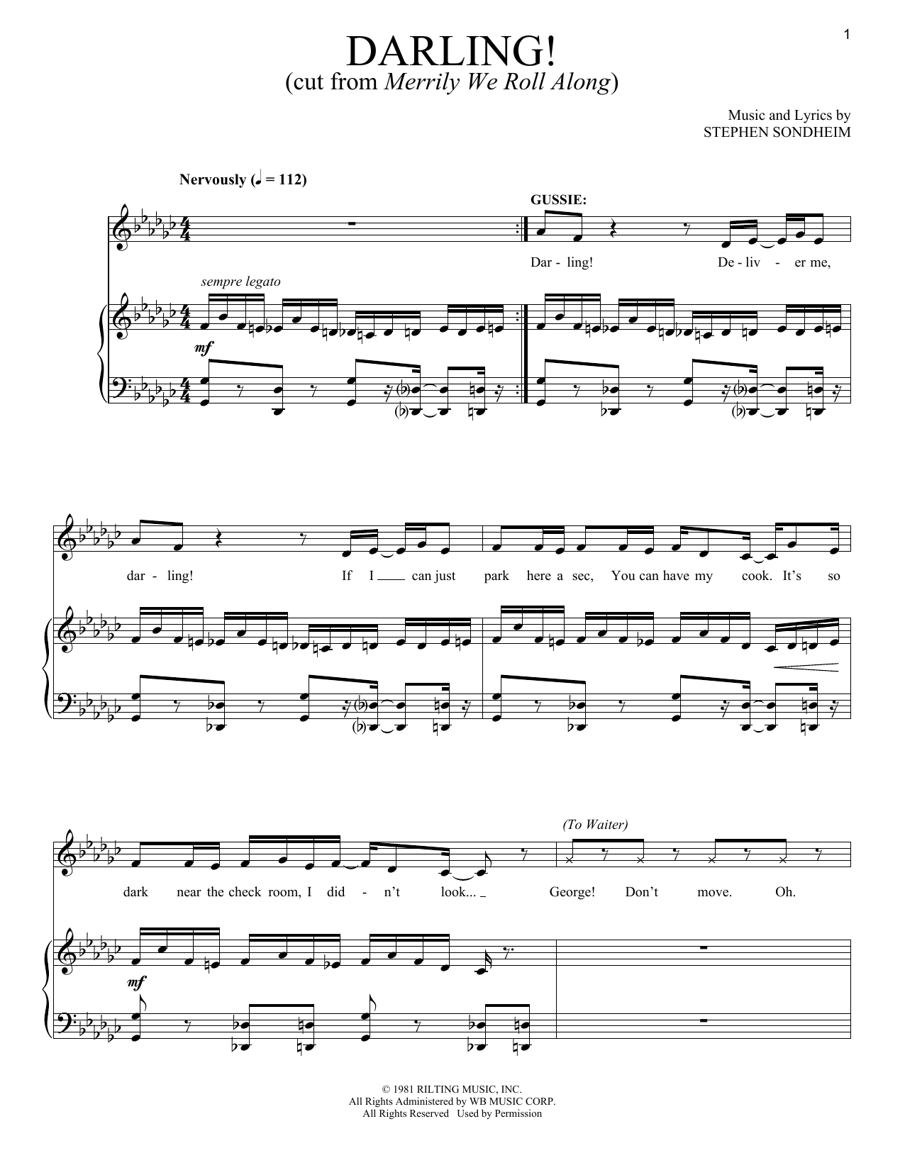 Download Stephen Sondheim Darling Sheet Music and learn how to play Piano & Vocal PDF digital score in minutes