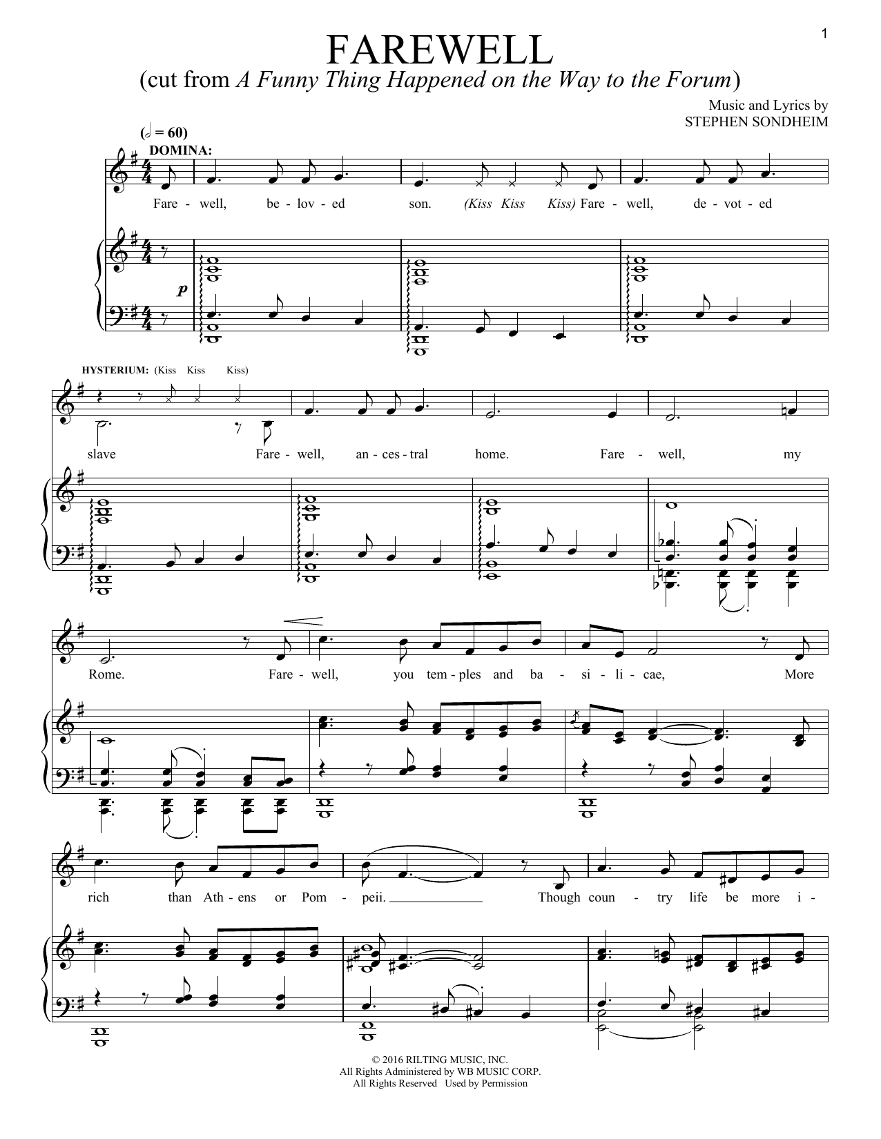 Download Stephen Sondheim Farewell Sheet Music and learn how to play Piano & Vocal PDF digital score in minutes