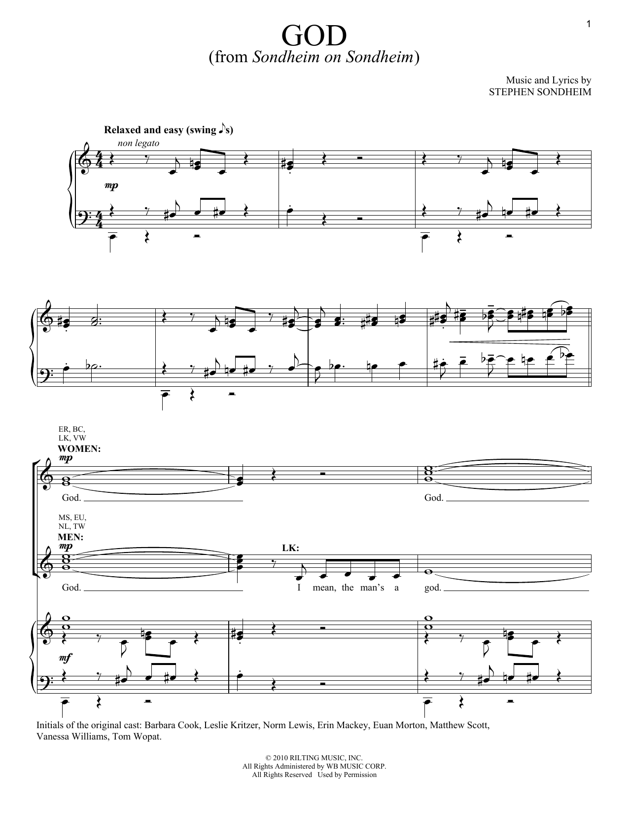 Download Stephen Sondheim God Sheet Music and learn how to play Piano & Vocal PDF digital score in minutes