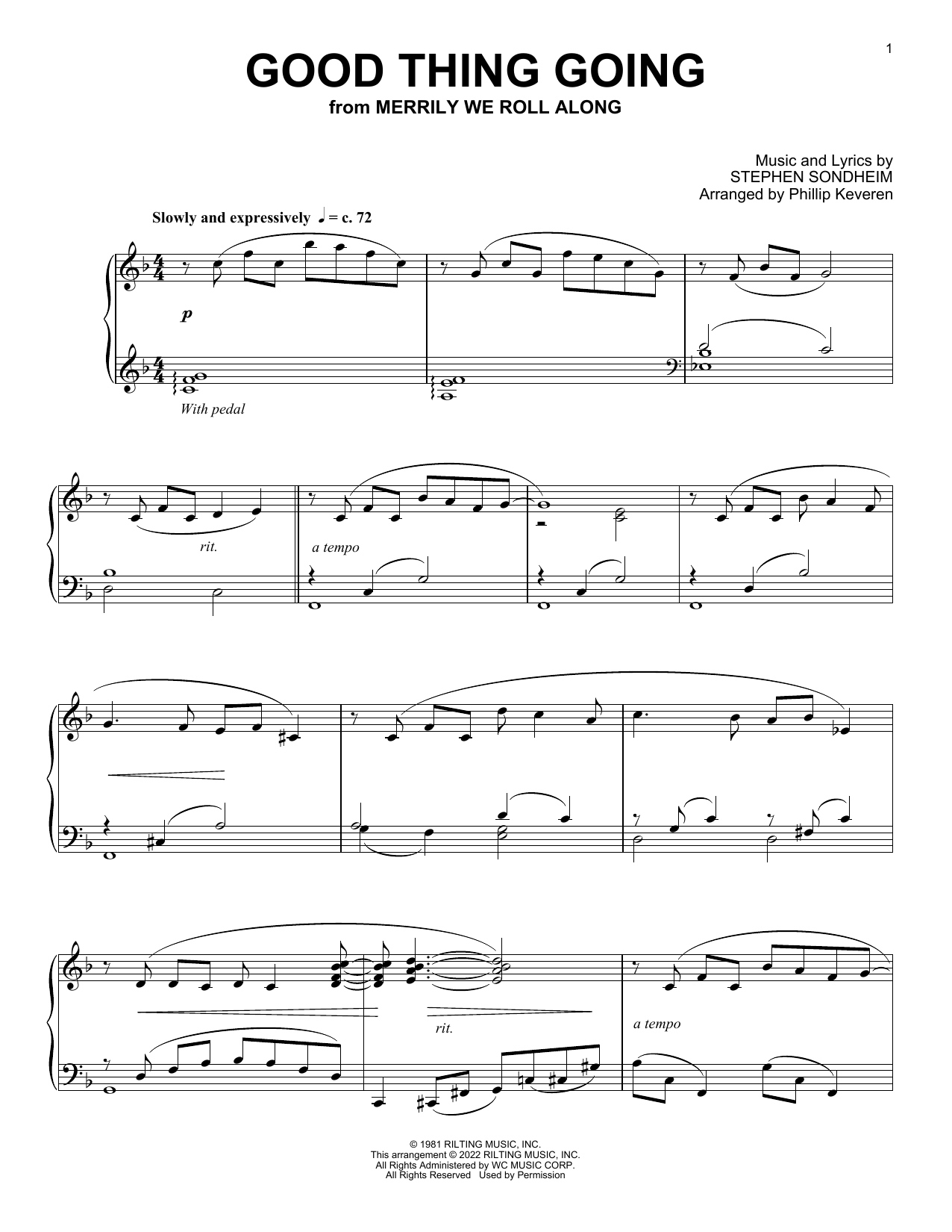 Download Stephen Sondheim Good Thing Going (from Merrily We Roll Along) (arr. Phillip Keveren) Sheet Music and learn how to play Piano Solo PDF digital score in minutes