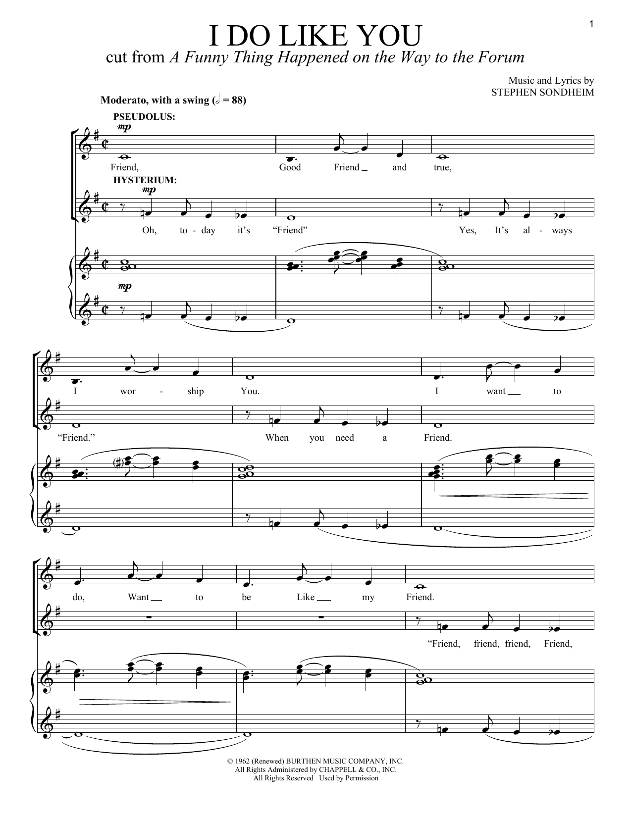 Download Stephen Sondheim I Do Like You Sheet Music and learn how to play Vocal Duet PDF digital score in minutes
