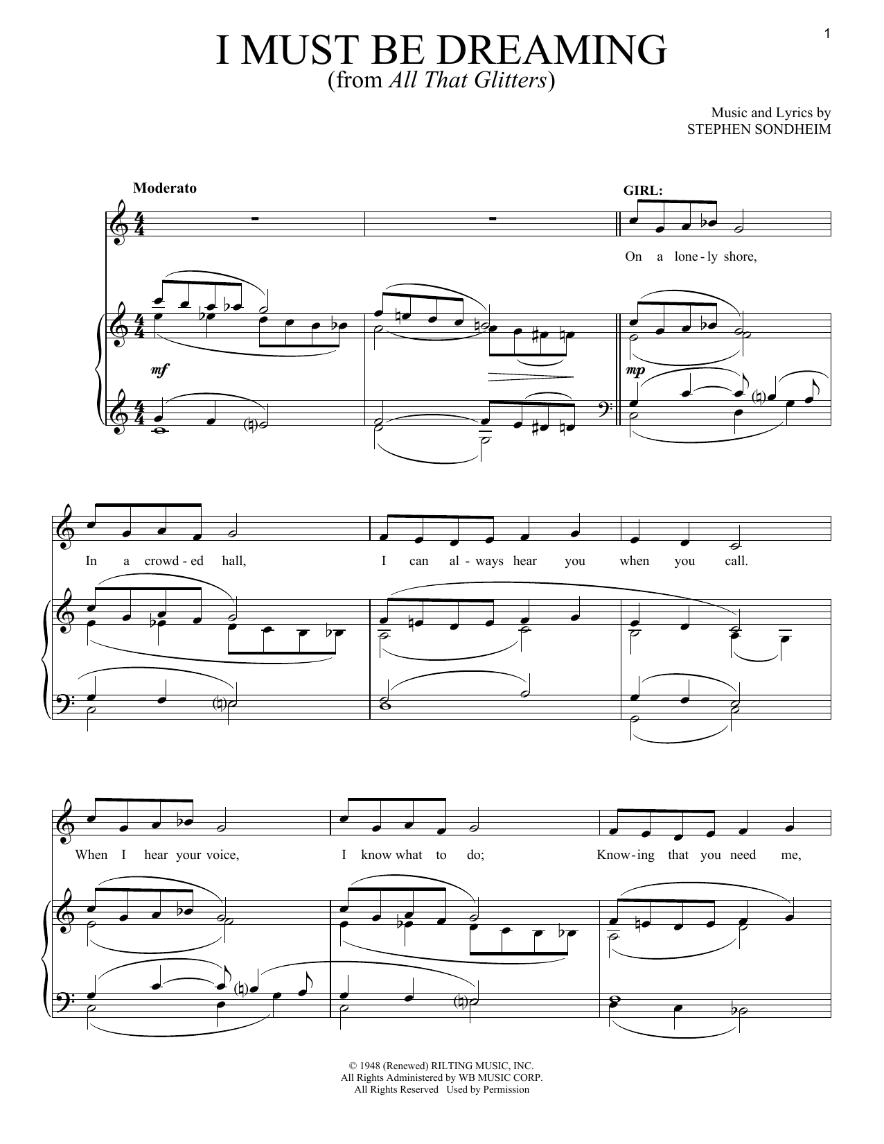 Download Stephen Sondheim I Must Be Dreaming Sheet Music and learn how to play Piano & Vocal PDF digital score in minutes