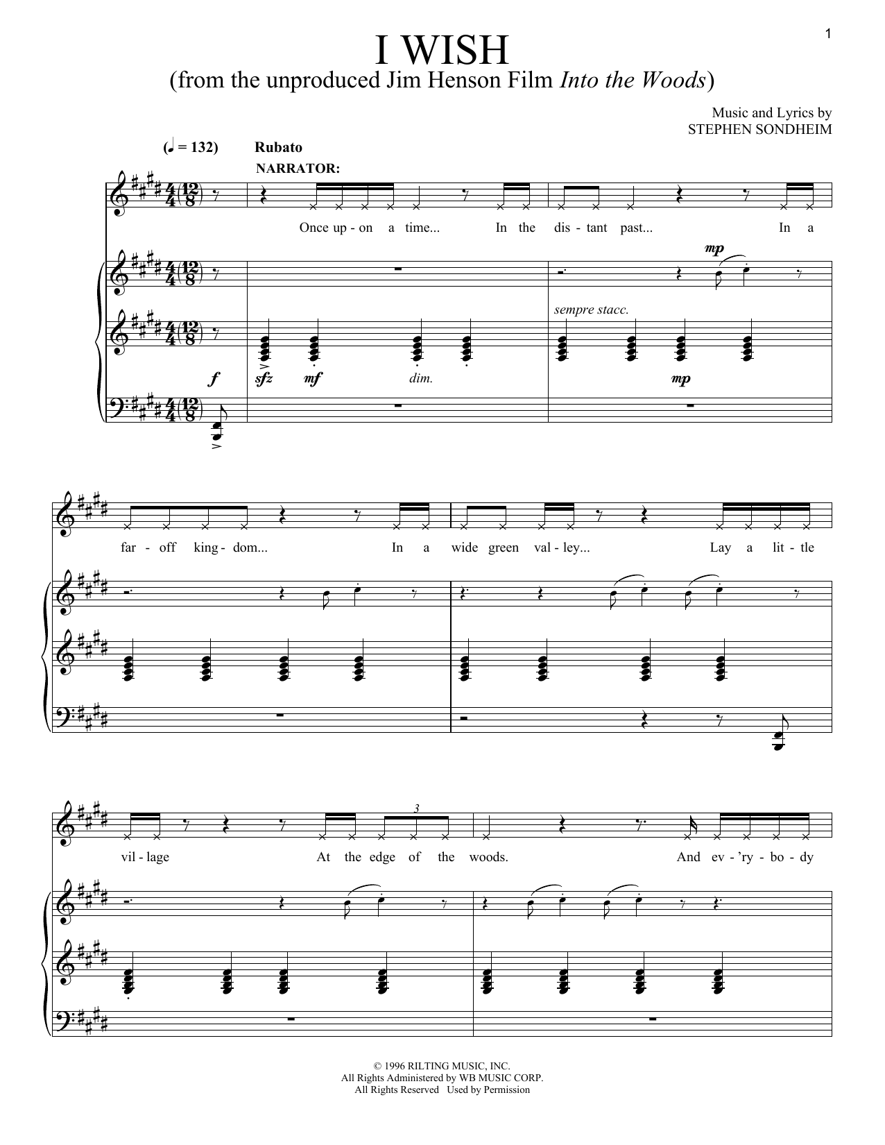 Download Stephen Sondheim I Wish Sheet Music and learn how to play Piano & Vocal PDF digital score in minutes