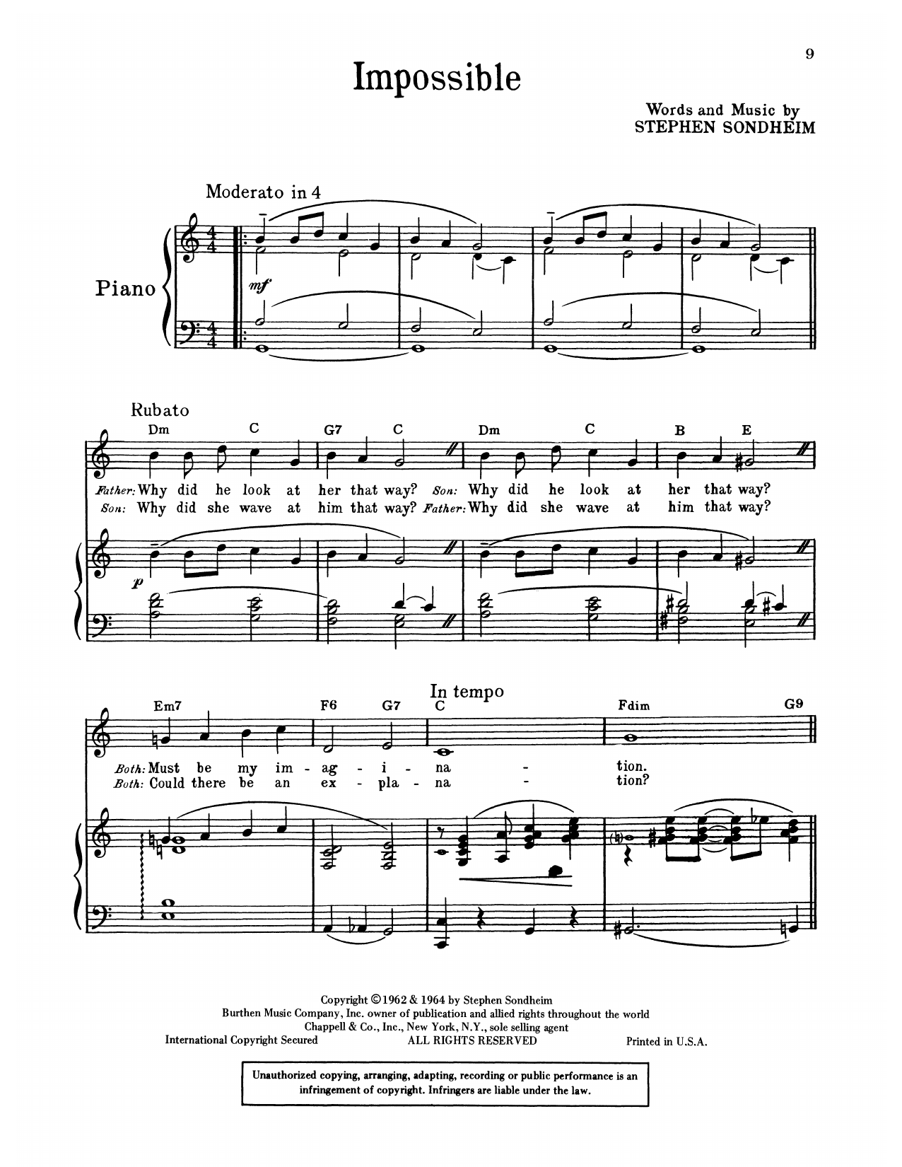 Download Stephen Sondheim Impossible (from A Funny Thing Happened On The Way To The Forum) Sheet Music and learn how to play Piano & Vocal PDF digital score in minutes