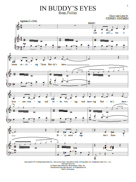 Download Stephen Sondheim In Buddy's Eyes Sheet Music and learn how to play Piano & Vocal PDF digital score in minutes