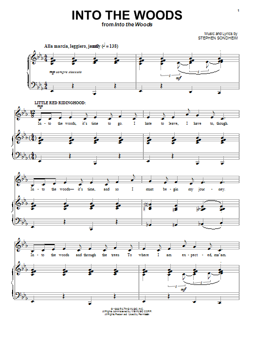 Download Stephen Sondheim Into The Woods Sheet Music and learn how to play Piano & Vocal PDF digital score in minutes