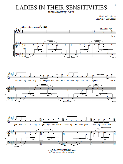 Download Stephen Sondheim Ladies In Their Sensitivities Sheet Music and learn how to play Piano, Vocal & Guitar (Right-Hand Melody) PDF digital score in minutes