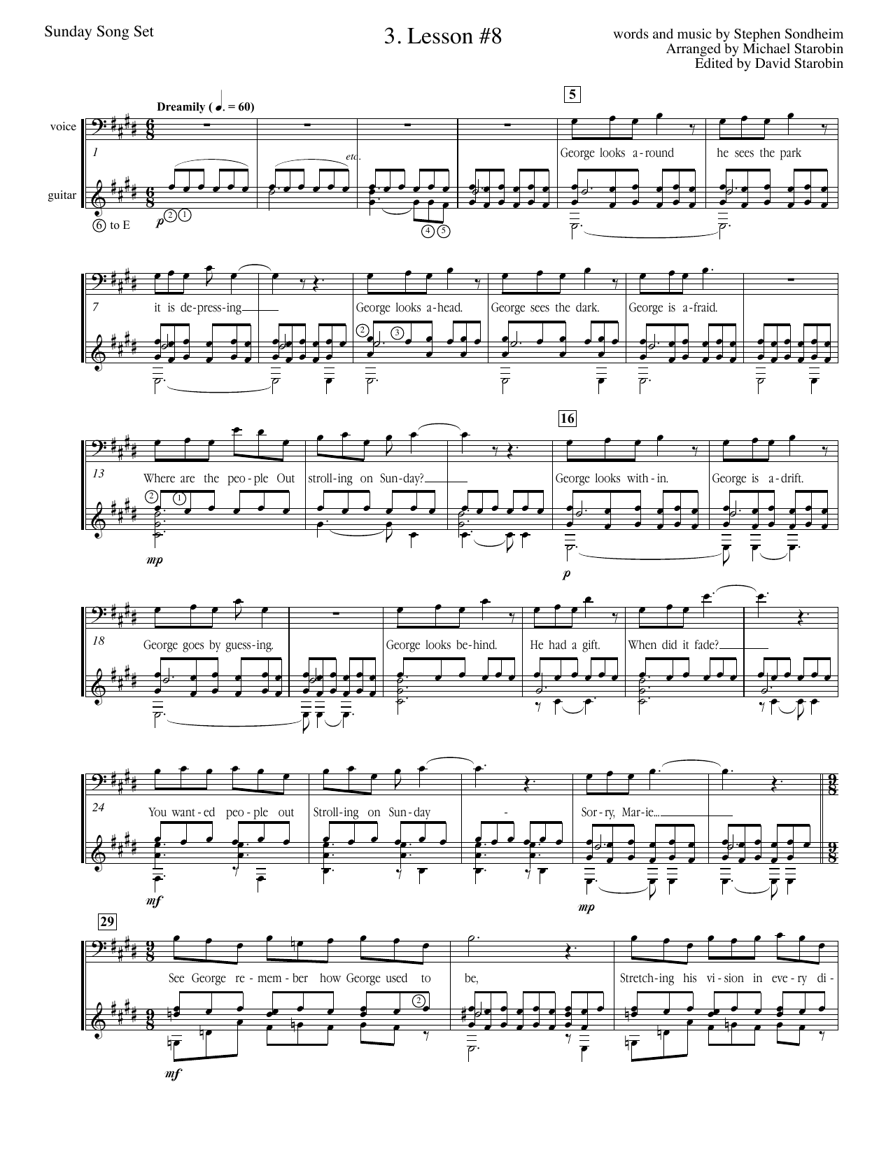 Download Stephen Sondheim Lesson #8 (from Sunday In The Park With George) Sheet Music and learn how to play Solo Guitar PDF digital score in minutes