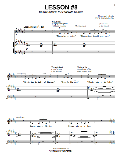 Download Stephen Sondheim Lesson #8 Sheet Music and learn how to play Piano, Vocal & Guitar (Right-Hand Melody) PDF digital score in minutes