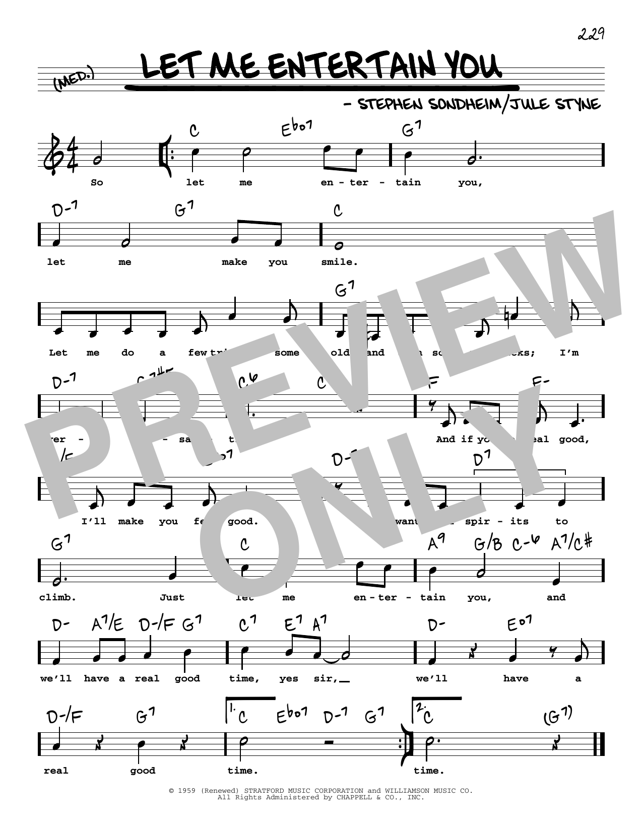 Download Stephen Sondheim Let Me Entertain You (High Voice) Sheet Music and learn how to play Real Book – Melody, Lyrics & Chords PDF digital score in minutes