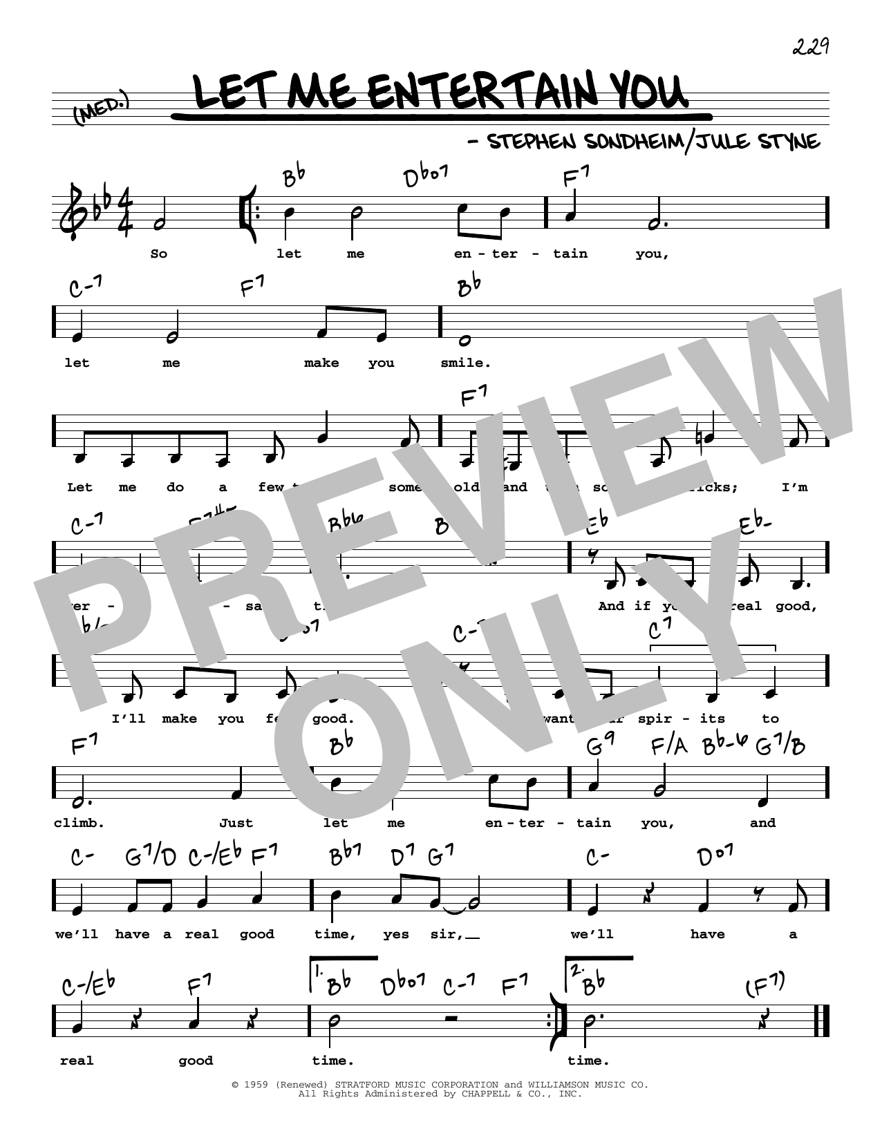 Download Stephen Sondheim Let Me Entertain You (Low Voice) Sheet Music and learn how to play Real Book – Melody, Lyrics & Chords PDF digital score in minutes