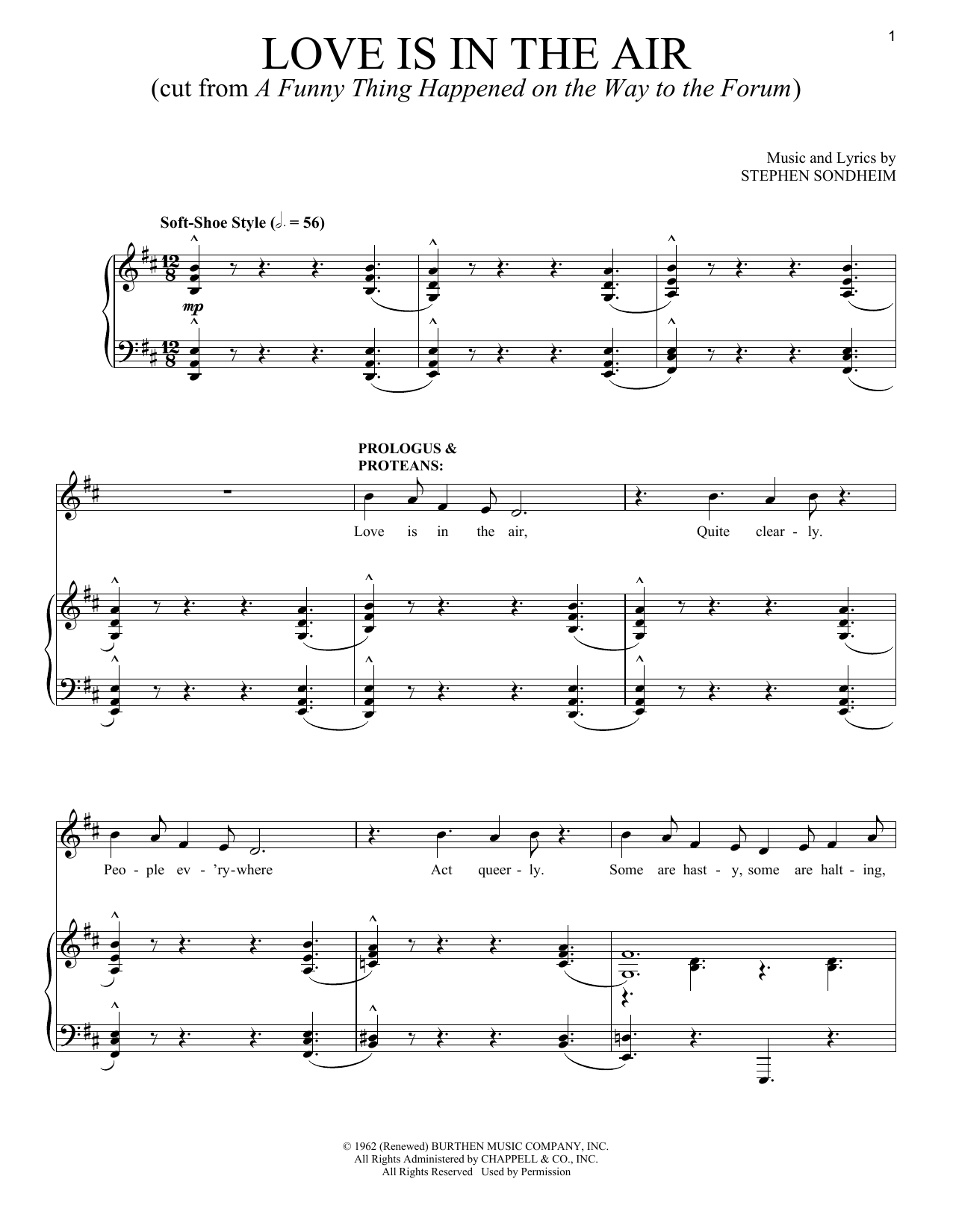 Download Stephen Sondheim Love Is In The Air Sheet Music and learn how to play Piano & Vocal PDF digital score in minutes