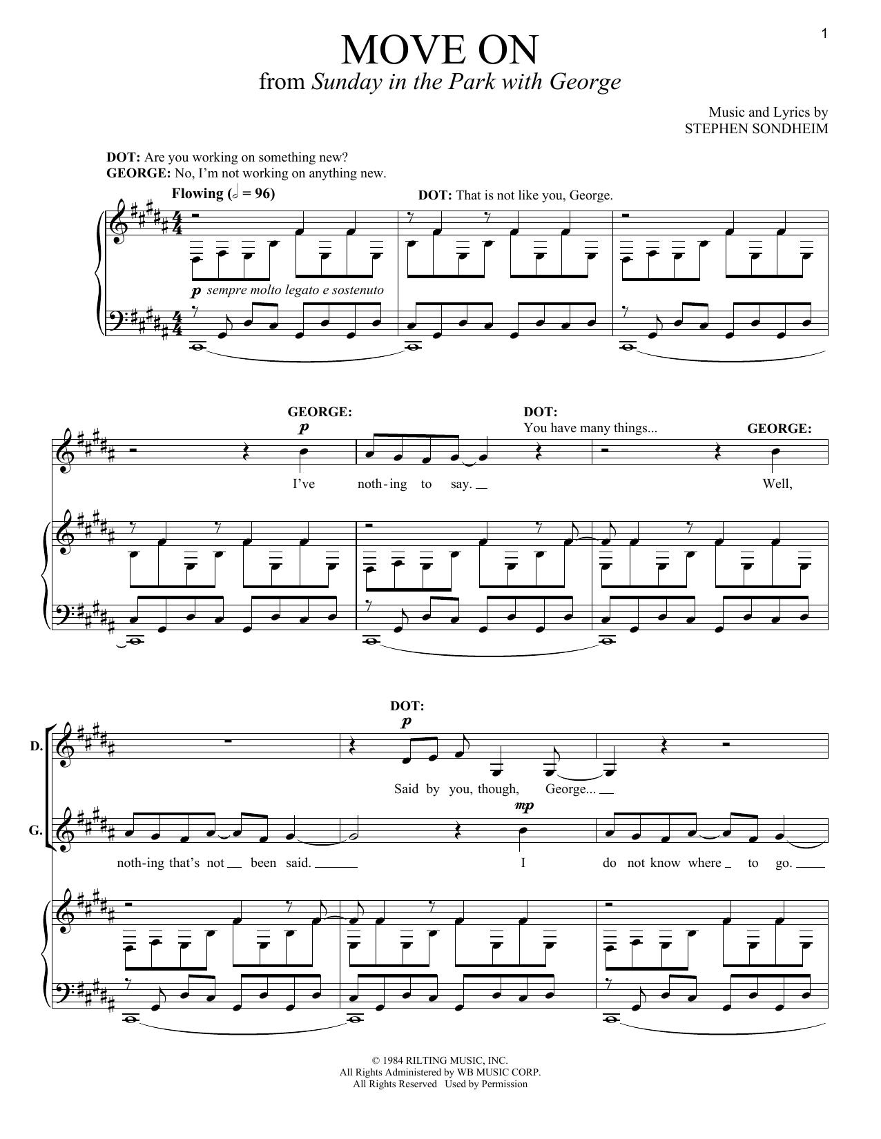 Download Stephen Sondheim Move On Sheet Music and learn how to play Piano & Vocal PDF digital score in minutes