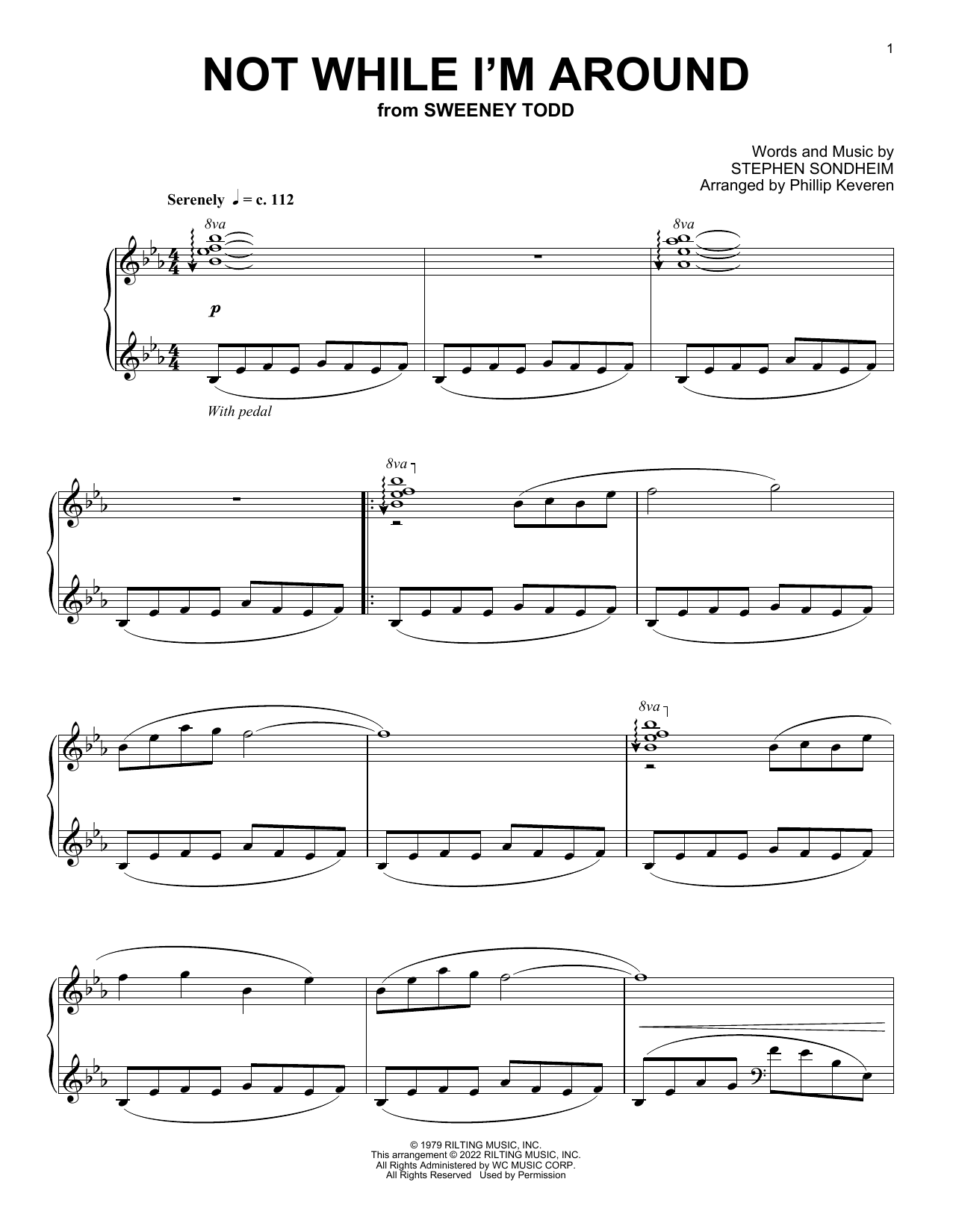 Download Stephen Sondheim Not While I'm Around (from Sweeney Todd) (arr. Phillip Keveren) Sheet Music and learn how to play Piano Solo PDF digital score in minutes