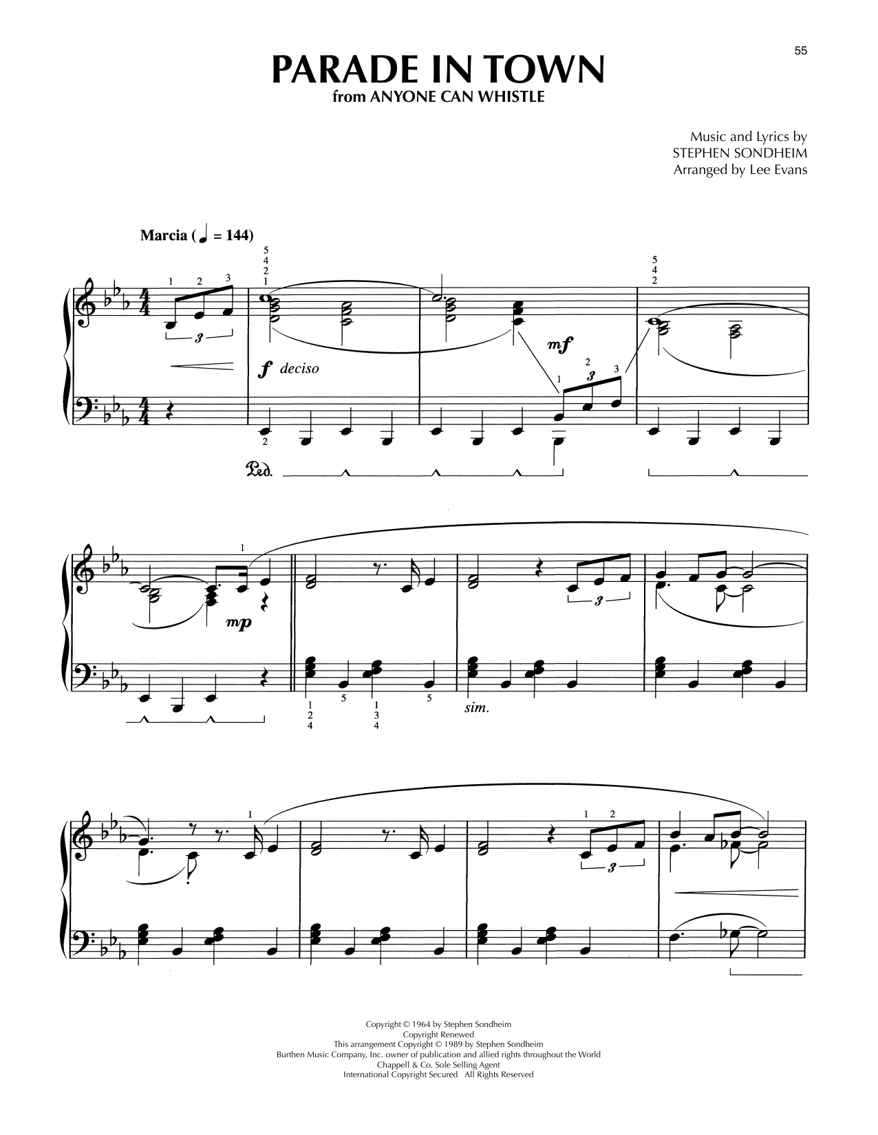Download Stephen Sondheim Parade In Town (from Anyone Can Whistle) (arr. Lee Evans) Sheet Music and learn how to play Piano Solo PDF digital score in minutes