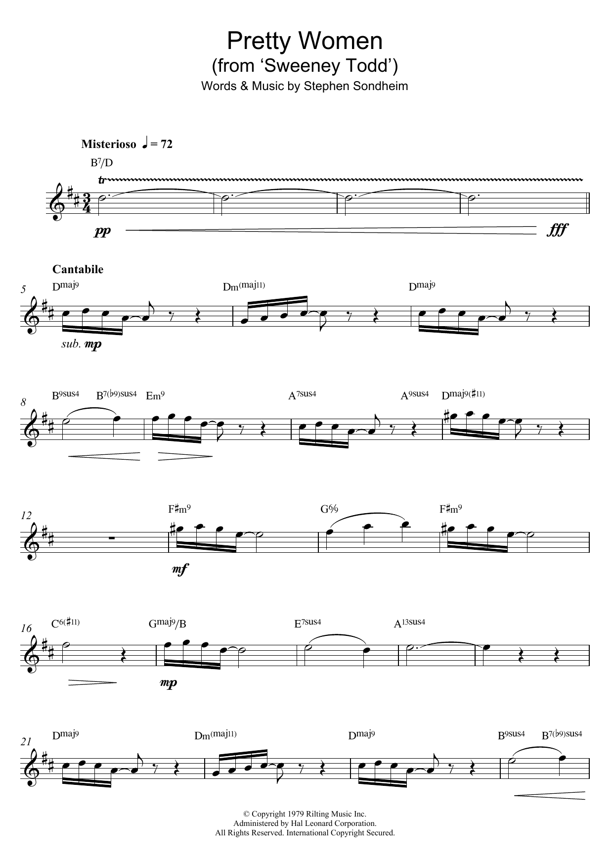 Download Stephen Sondheim Pretty Women (from 'Sweeney Todd') Sheet Music and learn how to play Alto Saxophone PDF digital score in minutes