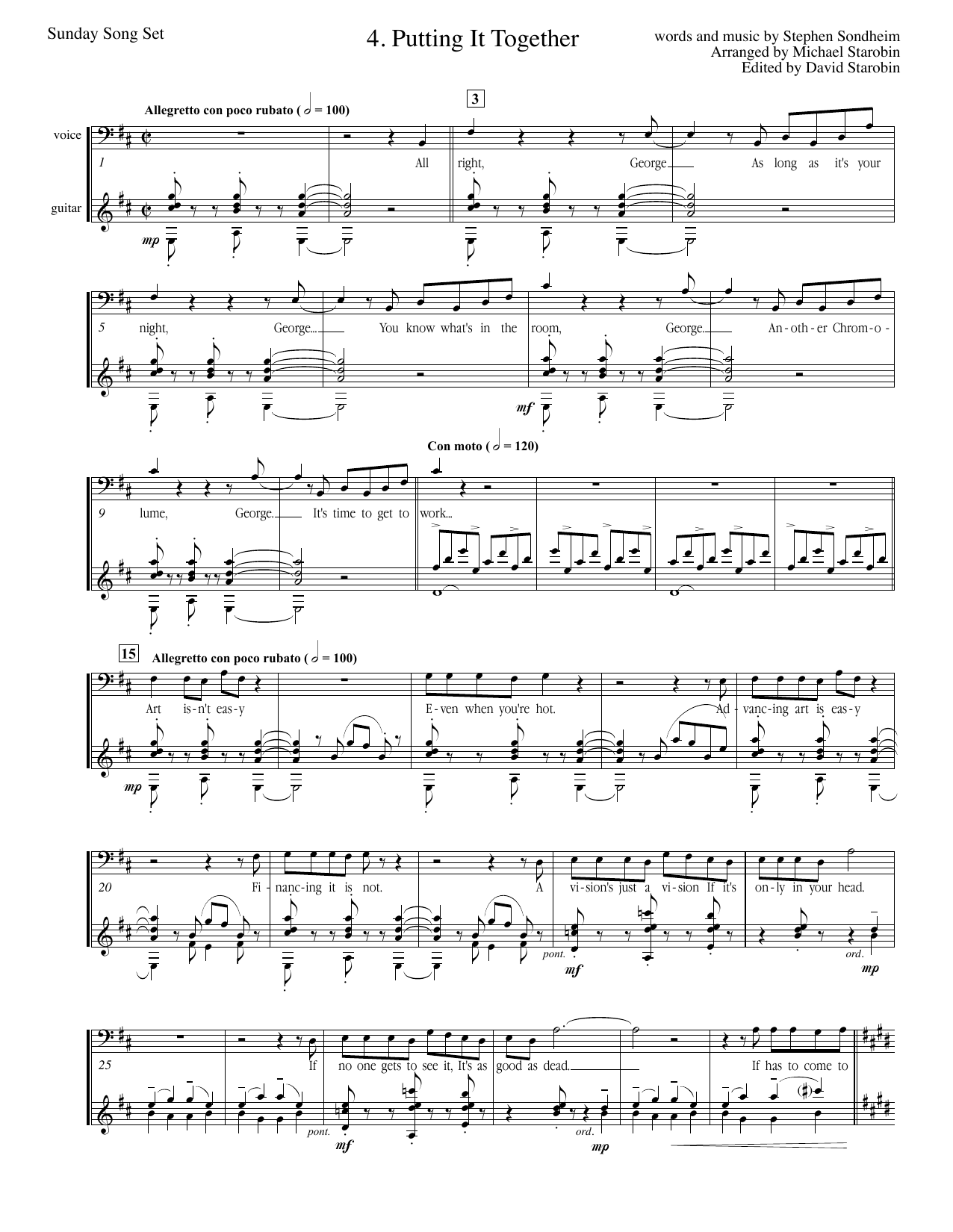 Download Stephen Sondheim Putting It Together (from Sunday In The Park With George) Sheet Music and learn how to play Solo Guitar PDF digital score in minutes