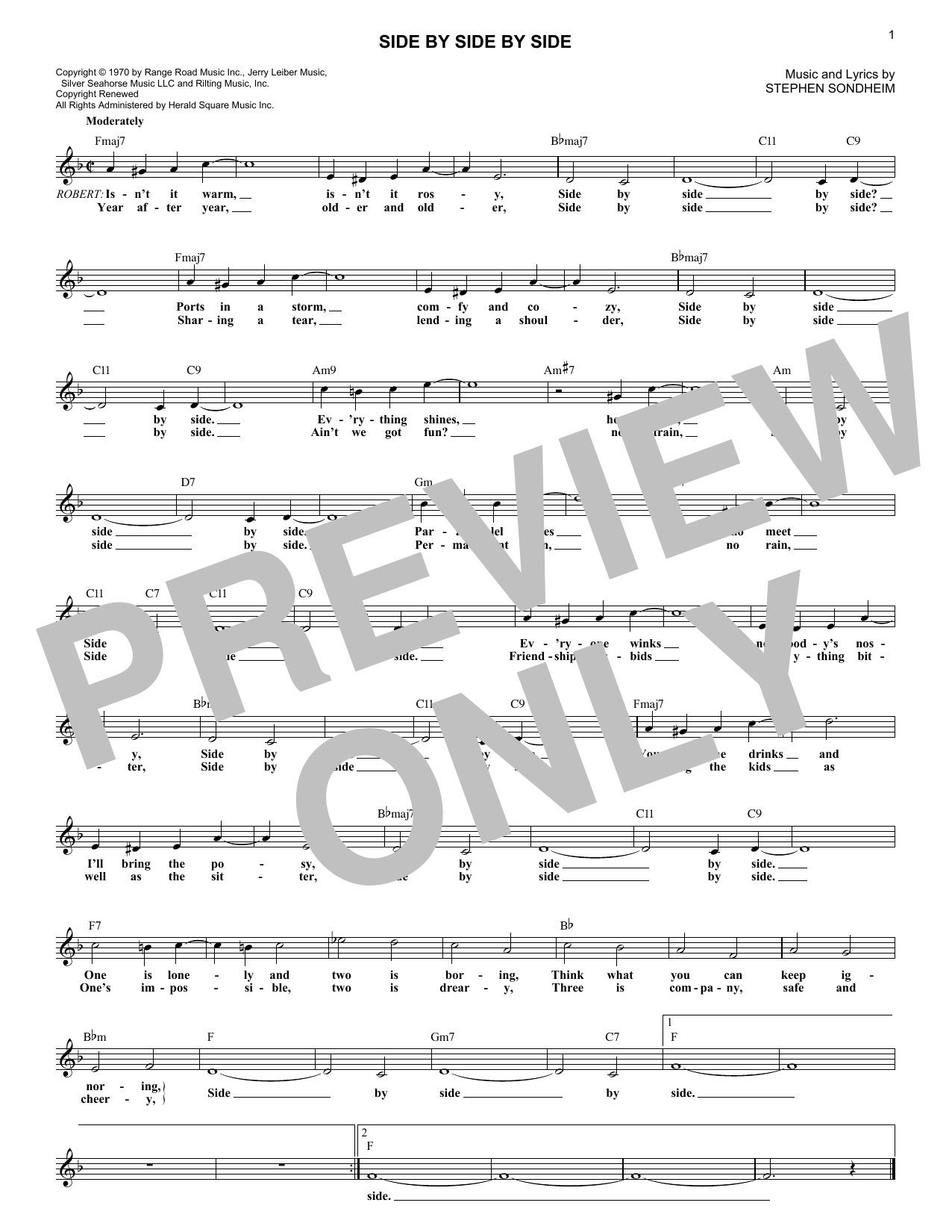 Download Stephen Sondheim Side By Side By Side (from Company) Sheet Music and learn how to play Lead Sheet / Fake Book PDF digital score in minutes