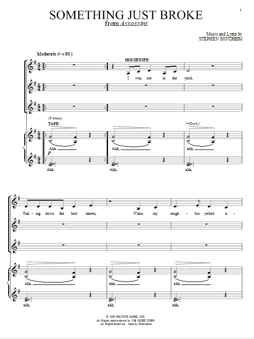 Download Stephen Sondheim Something Just Broke Sheet Music and learn how to play Piano, Vocal & Guitar (Right-Hand Melody) PDF digital score in minutes