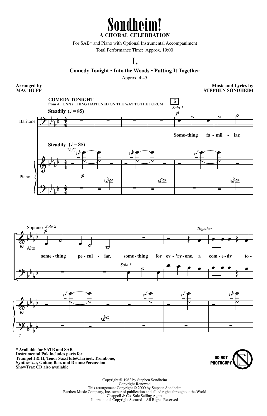 Download Stephen Sondheim Sondheim! A Choral Celebration (Medley) (arr. Mac Huff) Sheet Music and learn how to play SATB Choir PDF digital score in minutes