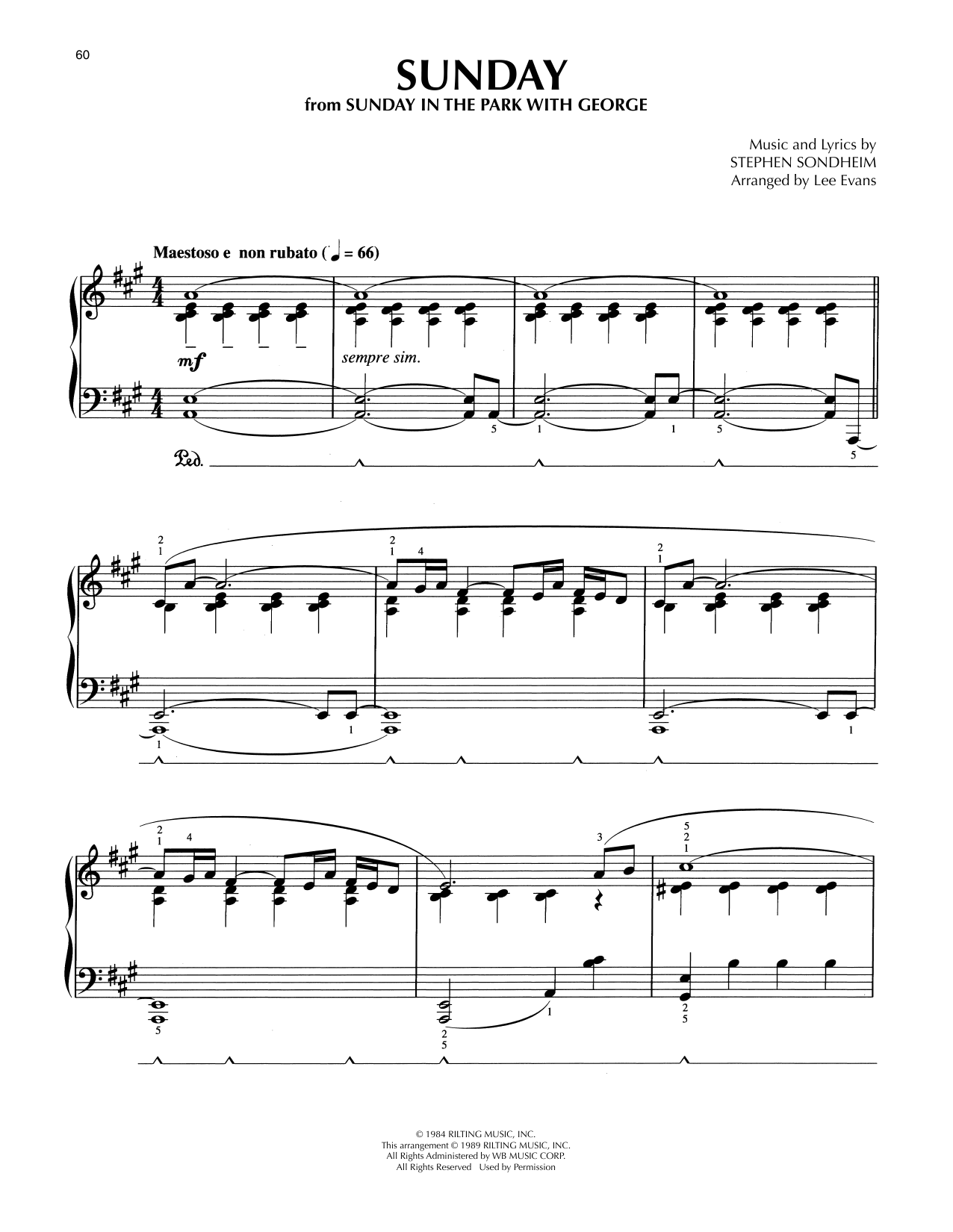 Download Stephen Sondheim Sunday (from Sunday In The Park With George) (arr. Lee Evans) Sheet Music and learn how to play Piano Solo PDF digital score in minutes