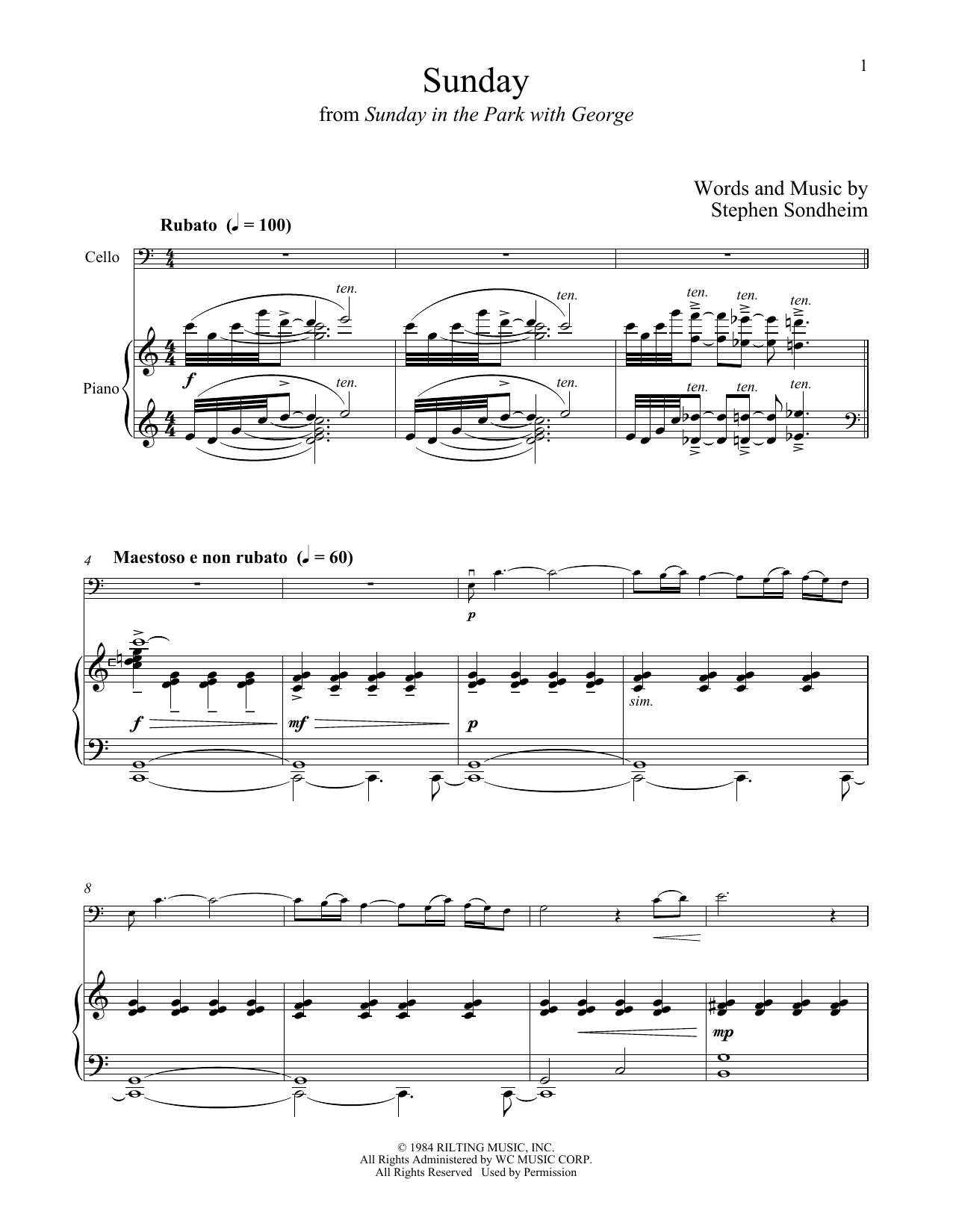 Download Stephen Sondheim Sunday (from Sunday in the Park with George) Sheet Music and learn how to play Clarinet and Piano PDF digital score in minutes