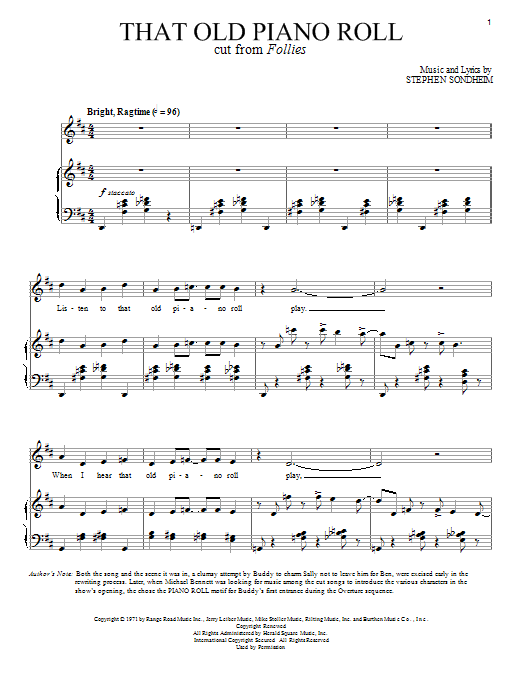 Download Stephen Sondheim That Old Piano Roll Sheet Music and learn how to play Piano & Vocal PDF digital score in minutes