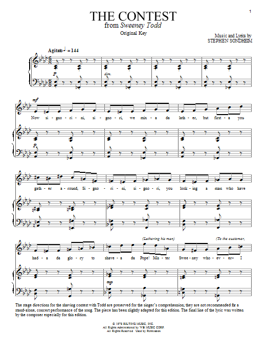 Download Stephen Sondheim The Contest Sheet Music and learn how to play Piano & Vocal PDF digital score in minutes