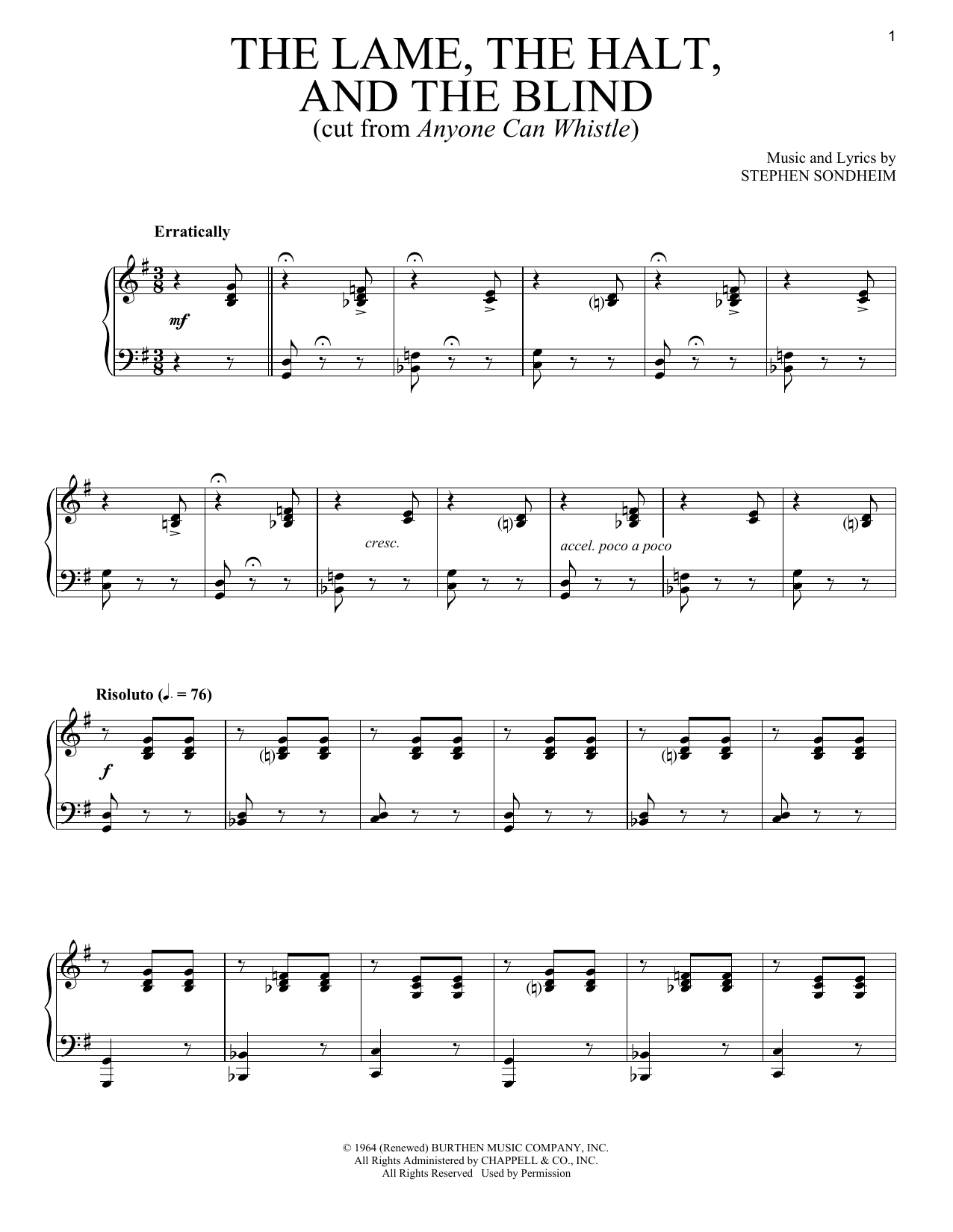 Download Stephen Sondheim The Lame, The Halt, And The Blind Sheet Music and learn how to play Piano & Vocal PDF digital score in minutes