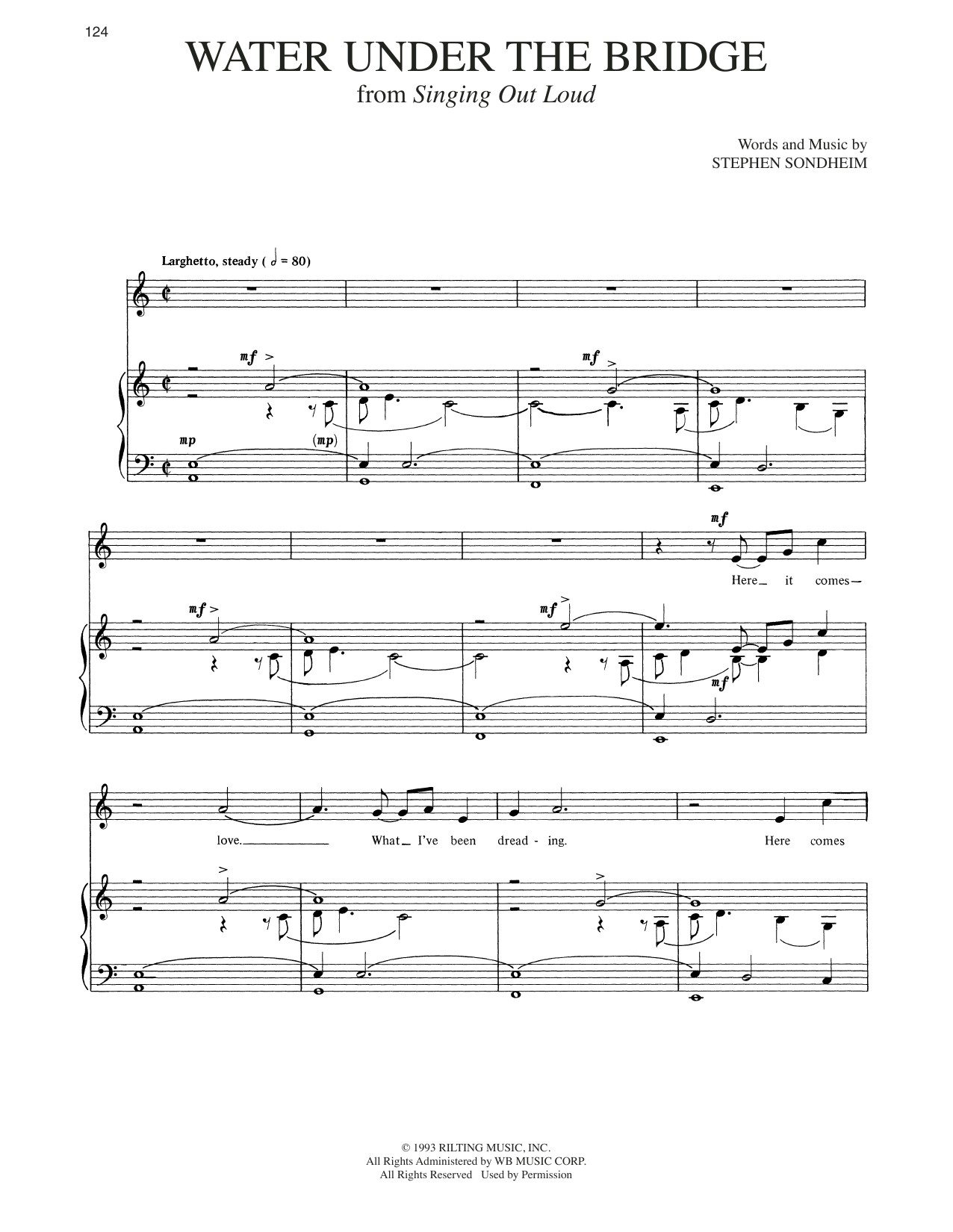 Download Stephen Sondheim Water Under The Bridge Sheet Music and learn how to play Piano & Vocal PDF digital score in minutes