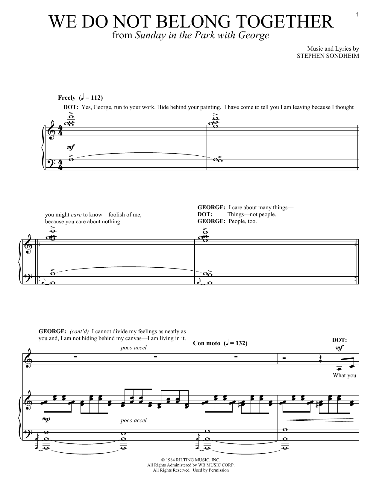 Download Stephen Sondheim We Do Not Belong Together Sheet Music and learn how to play Piano & Vocal PDF digital score in minutes