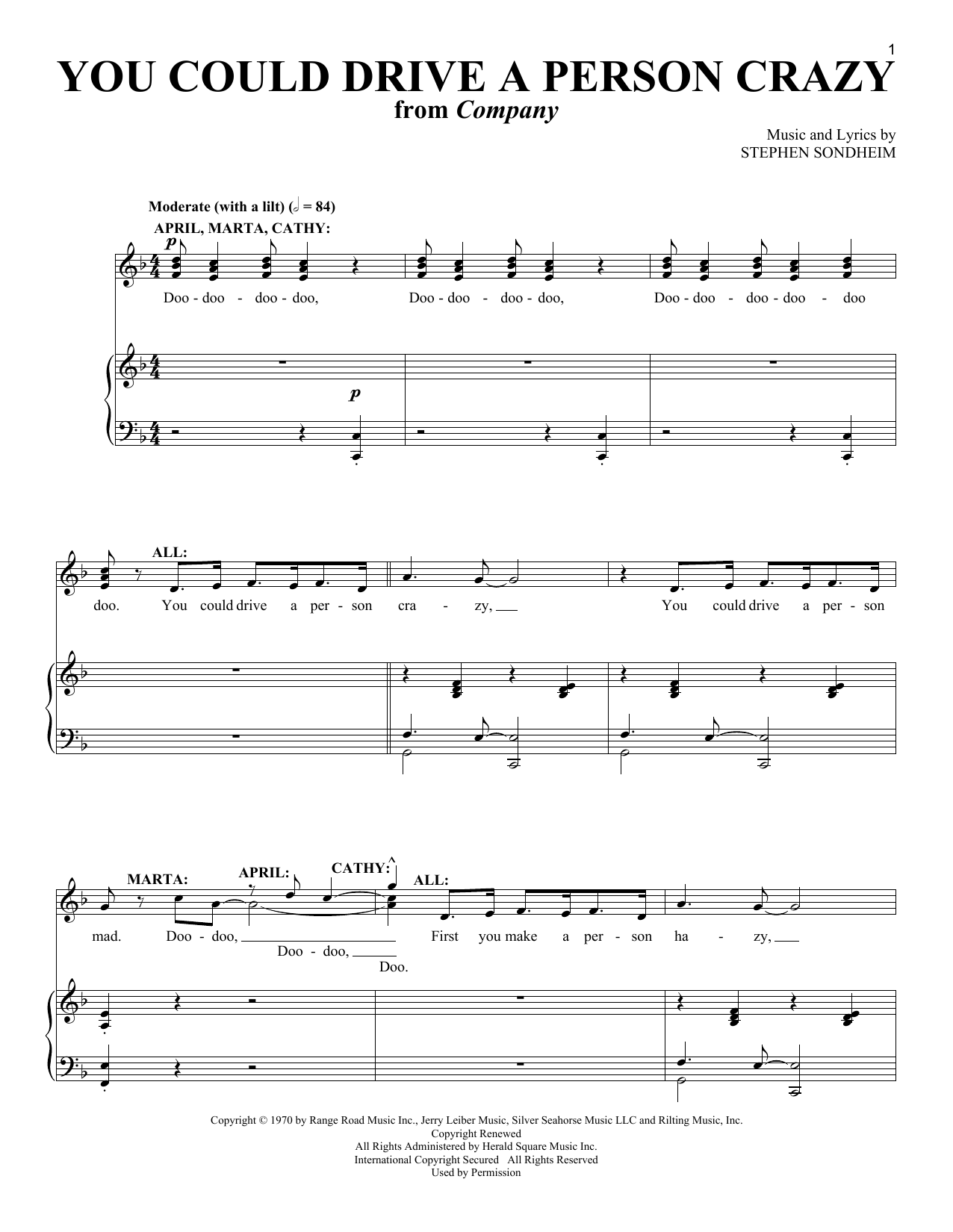 Download Stephen Sondheim You Could Drive A Person Crazy Sheet Music and learn how to play Piano, Vocal & Guitar (Right-Hand Melody) PDF digital score in minutes
