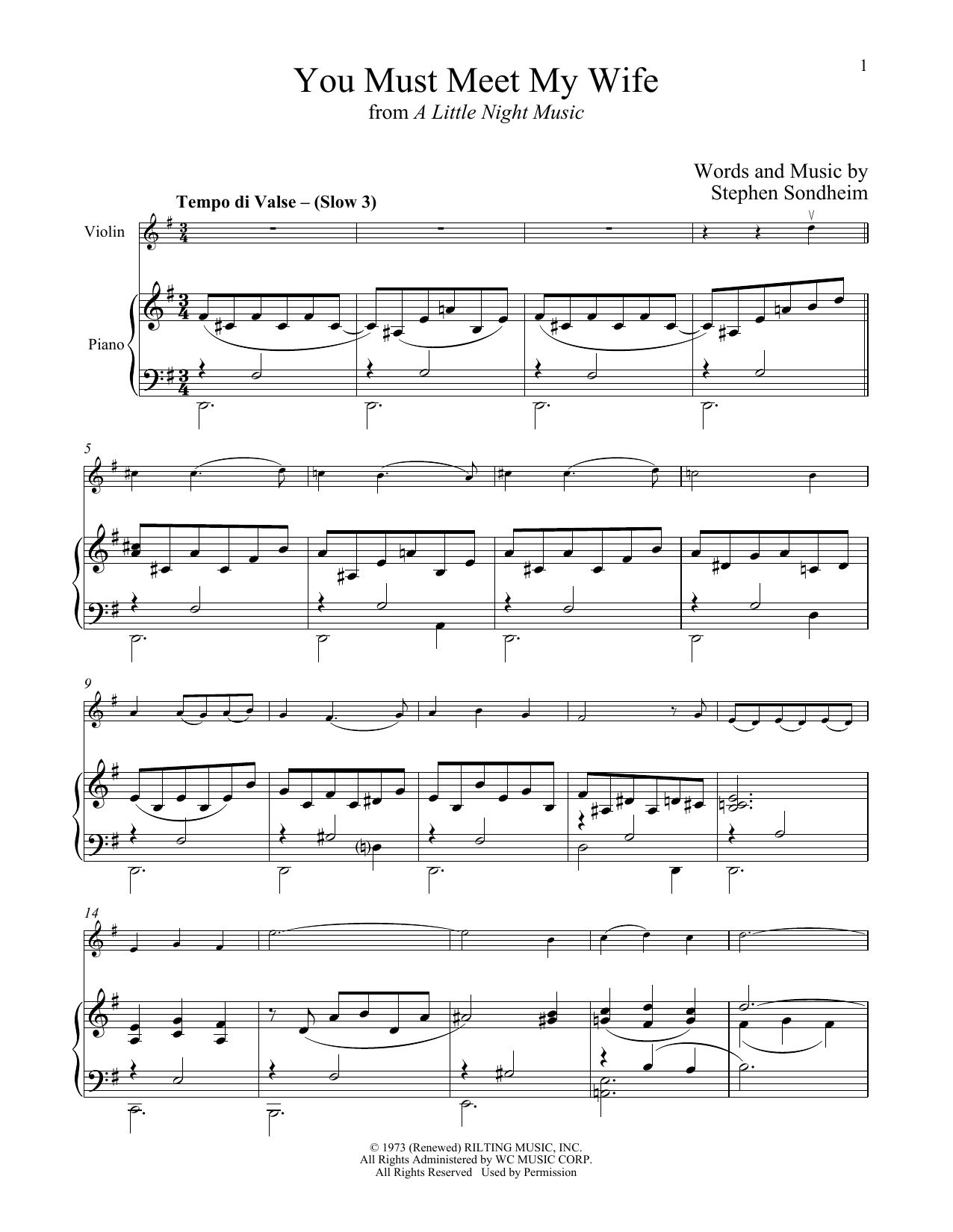 Download Stephen Sondheim You Must Meet My Wife (from A Little Night Music) Sheet Music and learn how to play Cello and Piano PDF digital score in minutes