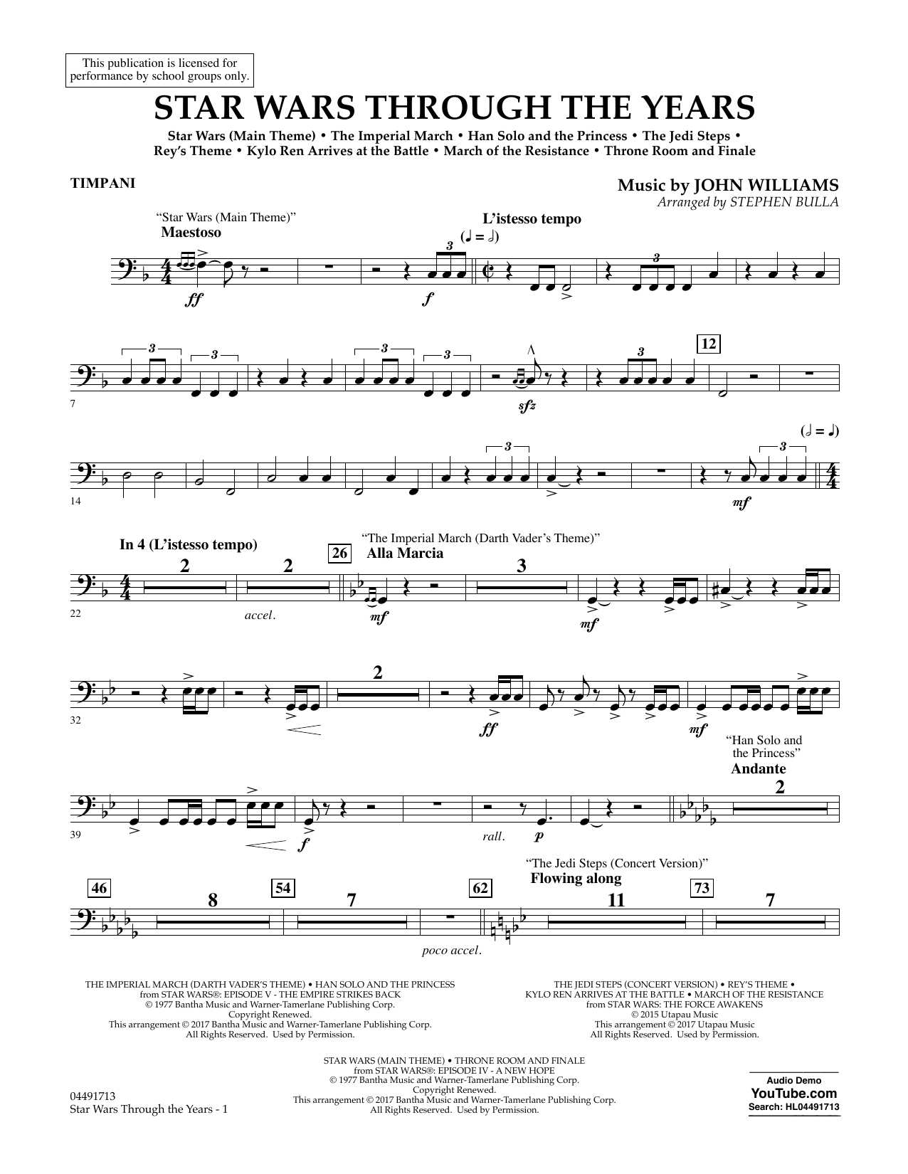 Stephen Bulla "Star Wars Through the Years Timpani" Sheet Music Notes