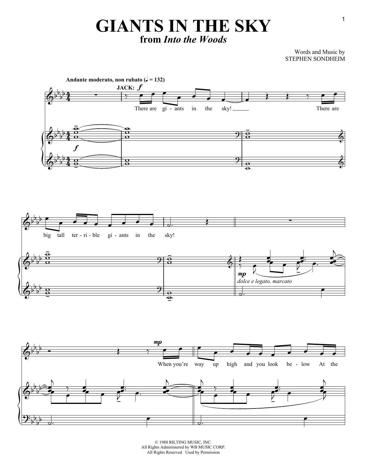 Stephen Sondheim Giants In The Sky From Into The Woods Sheet Music Notes Download 