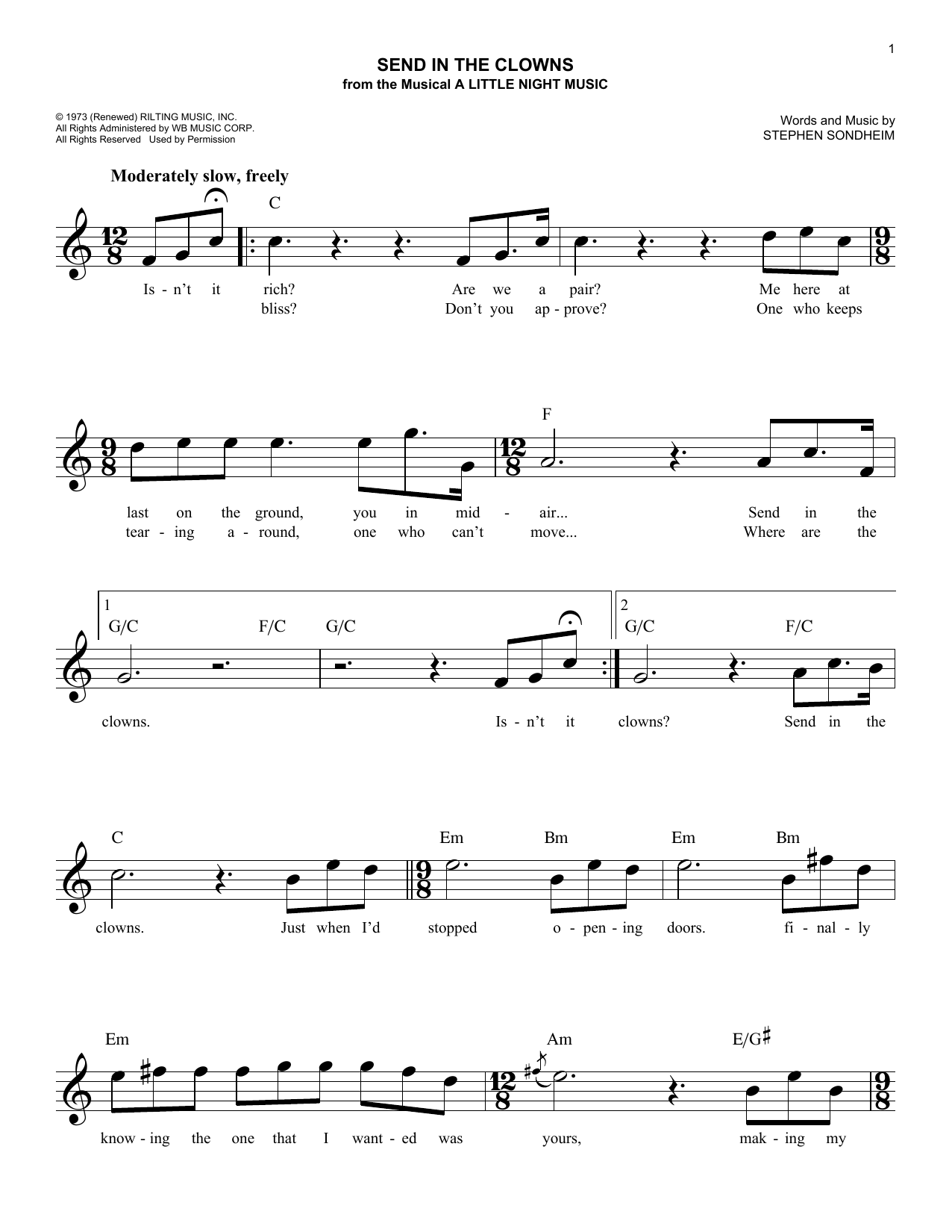 Download Stephen Sondheim Sheet Music and learn how to play Easy Piano PDF score in minutes
