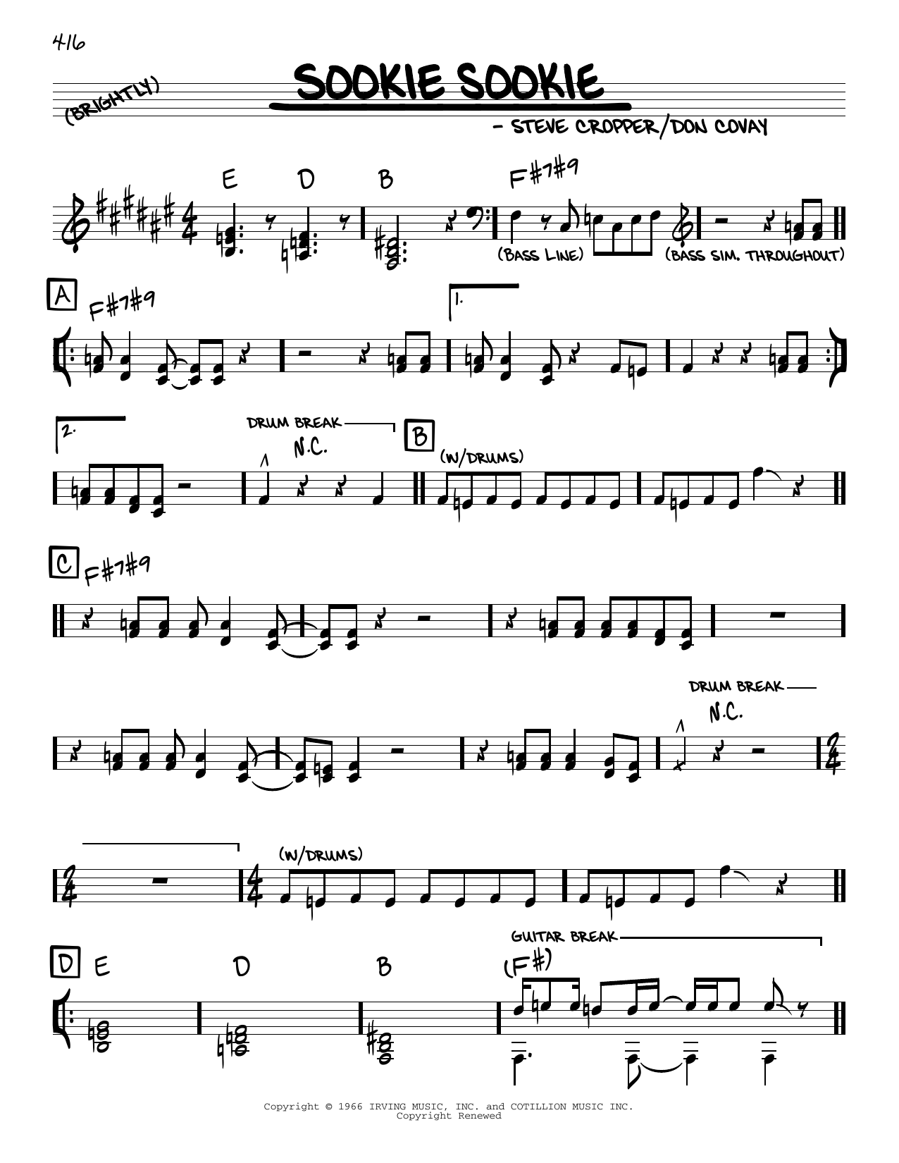 Download Steppenwolf Sookie Sookie Sheet Music and learn how to play Real Book – Melody & Chords PDF digital score in minutes