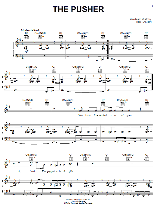 Download Steppenwolf The Pusher Sheet Music and learn how to play Lyrics & Chords PDF digital score in minutes