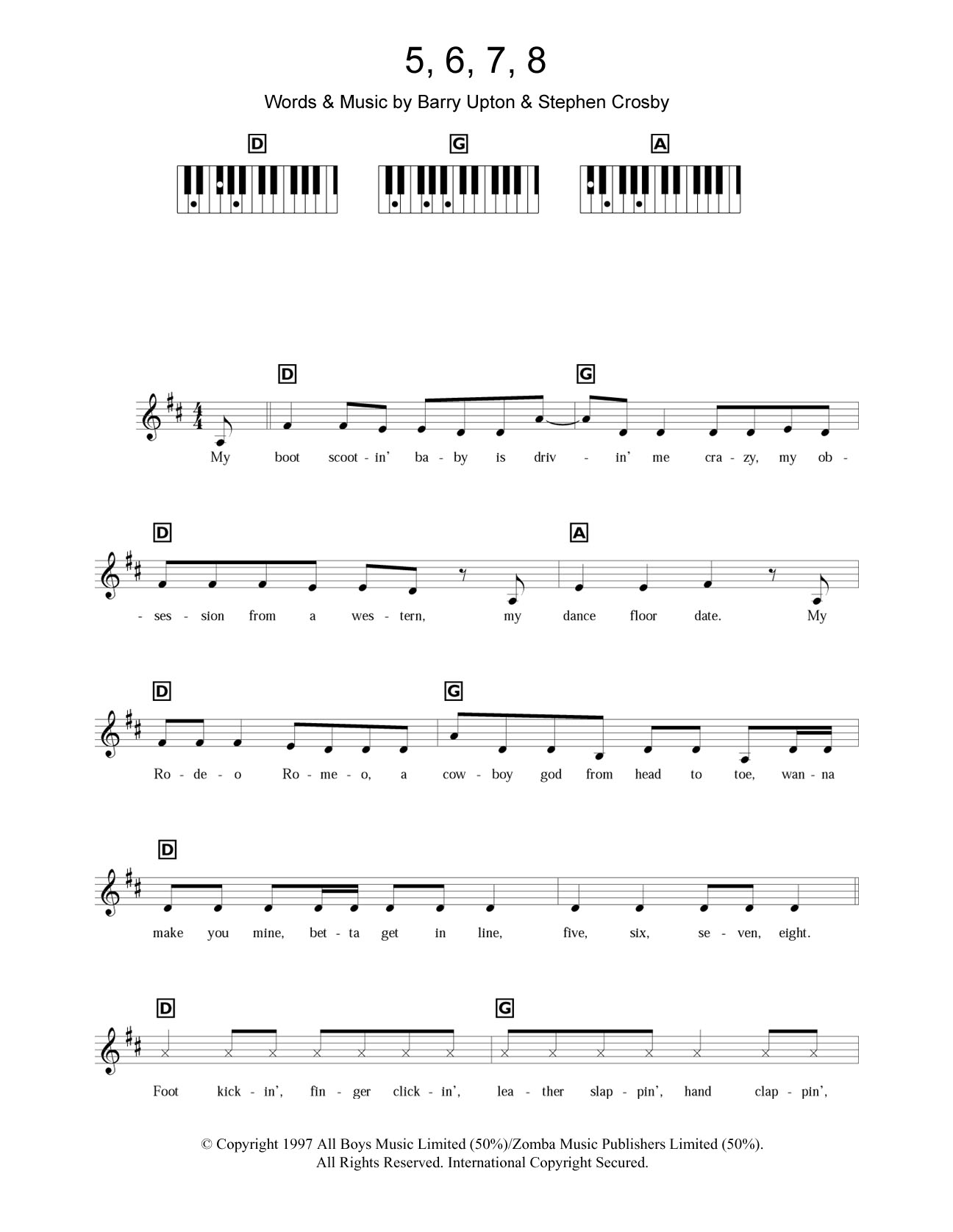 Download Steps 5, 6, 7, 8 Sheet Music and learn how to play Piano, Vocal & Guitar PDF digital score in minutes