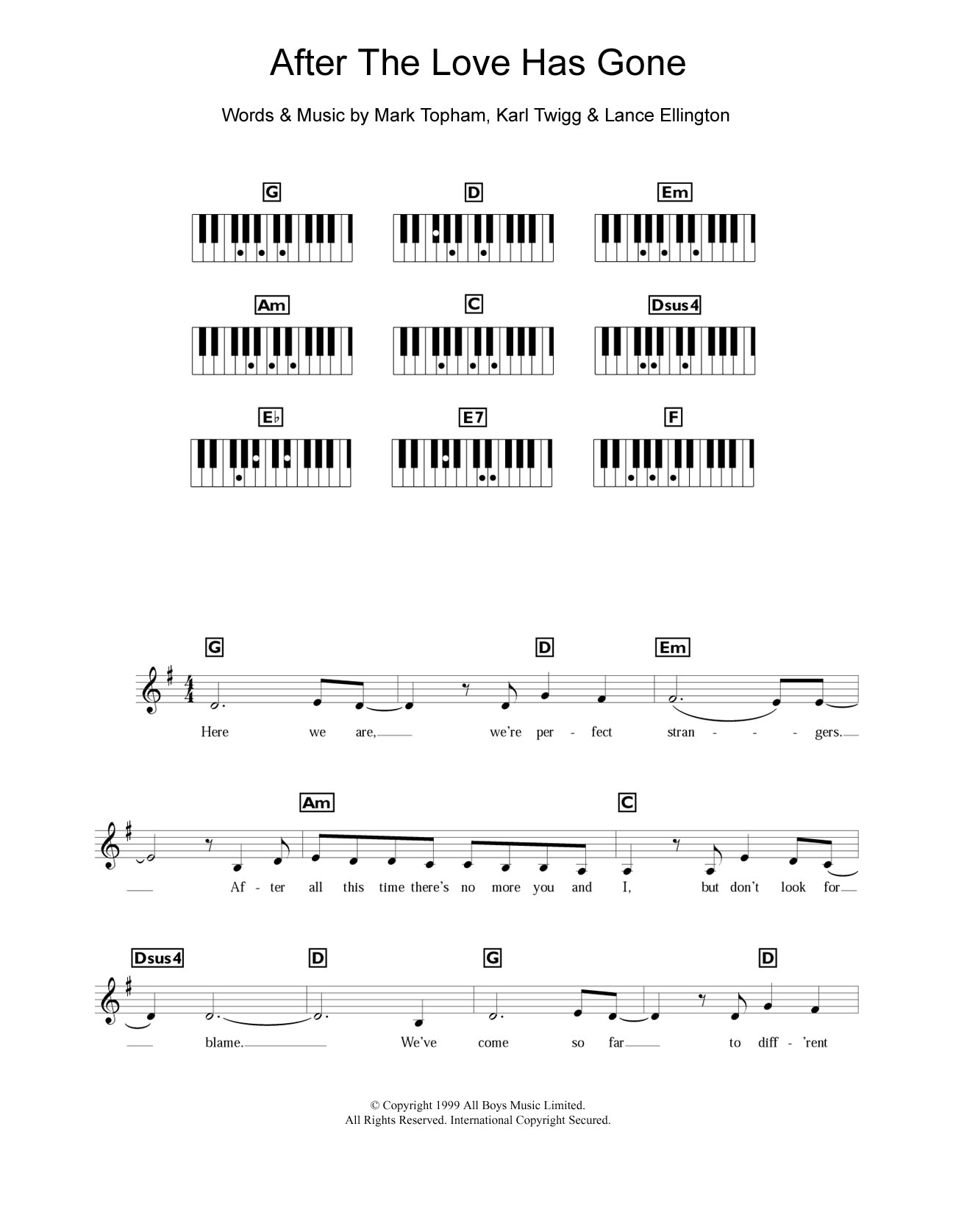 Download Steps After The Love Has Gone Sheet Music and learn how to play Keyboard PDF digital score in minutes