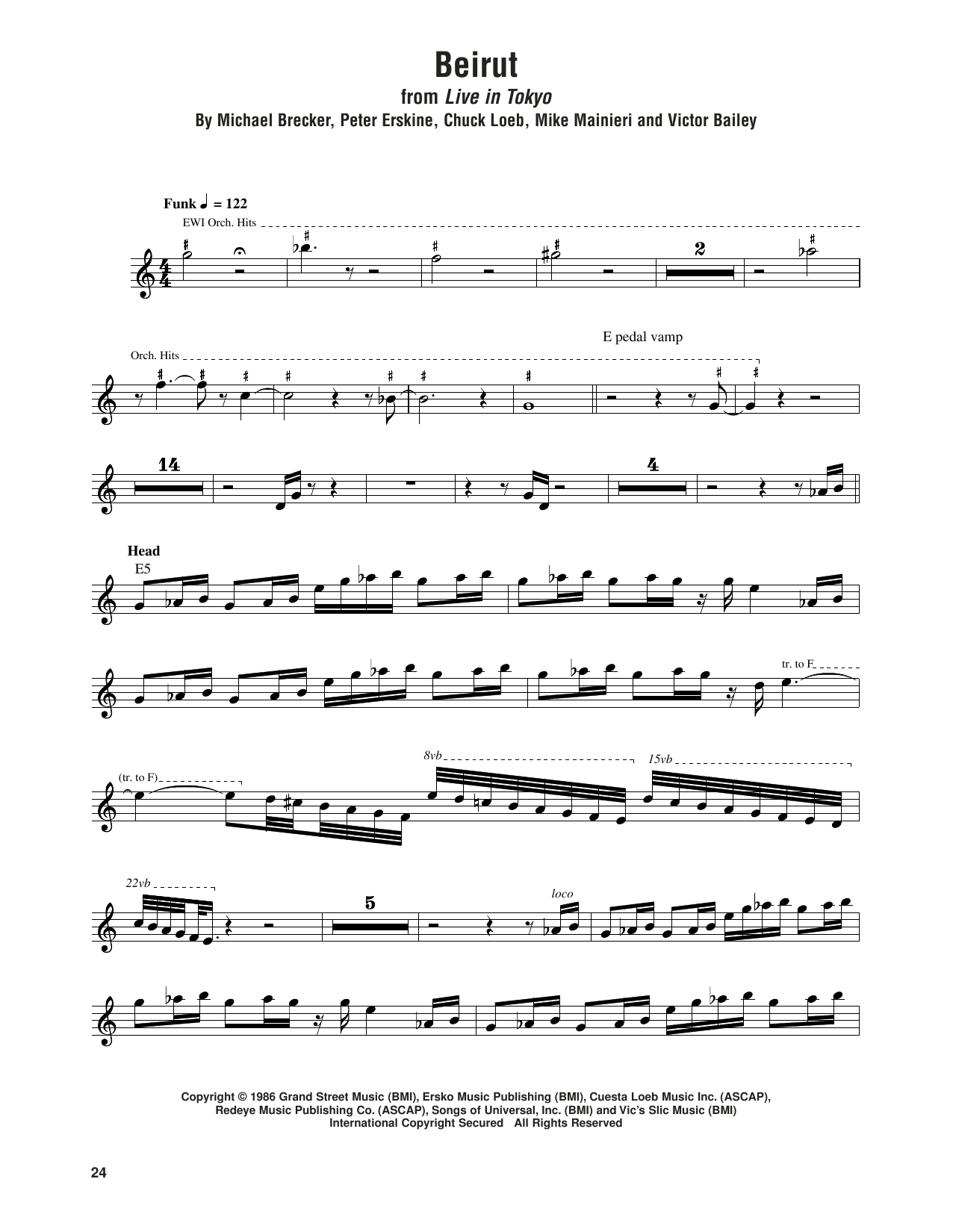 Download Steps Ahead Beirut Sheet Music and learn how to play Tenor Sax Transcription PDF digital score in minutes
