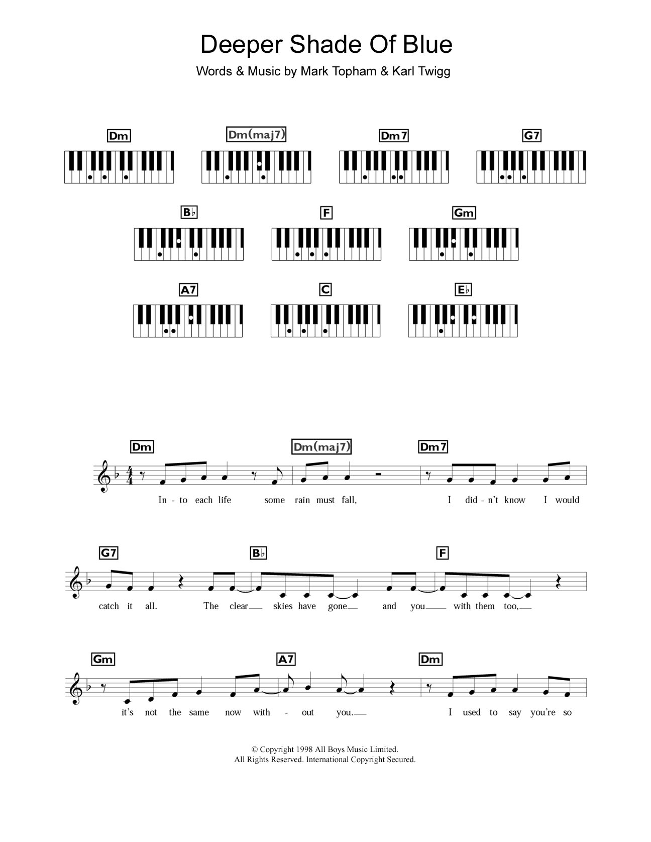 Download Steps Deeper Shade Of Blue Sheet Music and learn how to play Keyboard PDF digital score in minutes