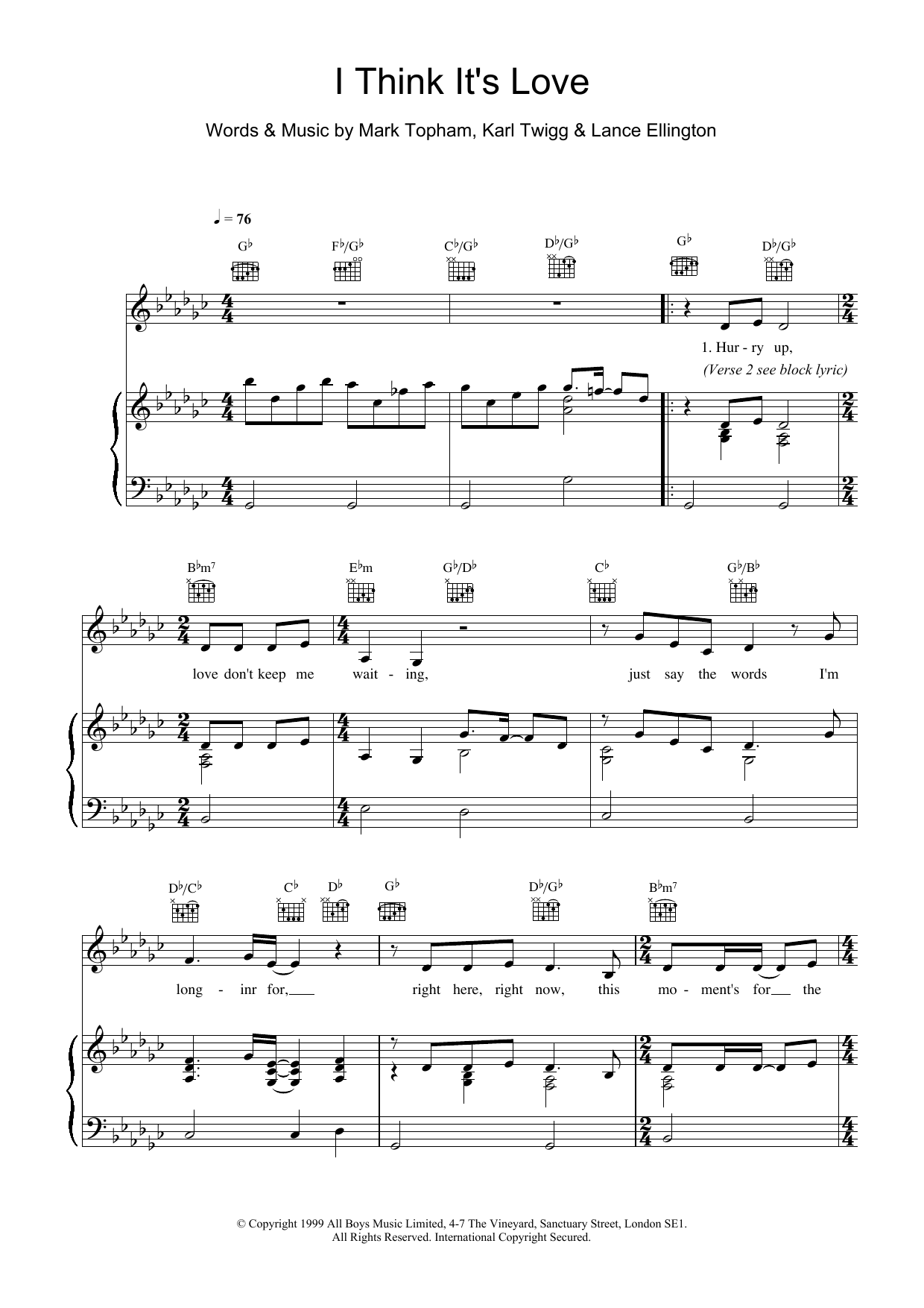 Download Steps I Think It's Love Sheet Music and learn how to play Keyboard PDF digital score in minutes