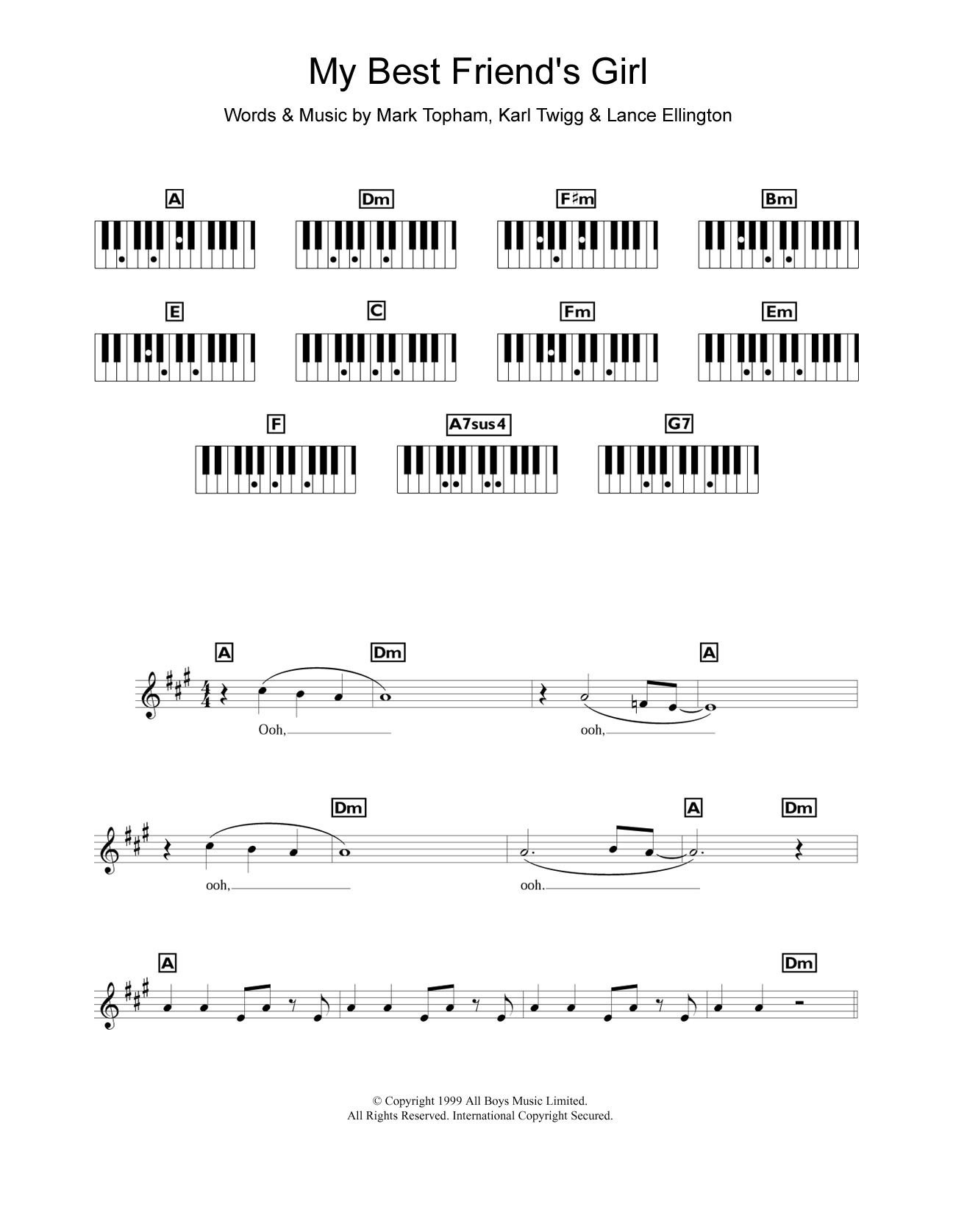 Download Steps My Best Friend's Girl Sheet Music and learn how to play Keyboard PDF digital score in minutes