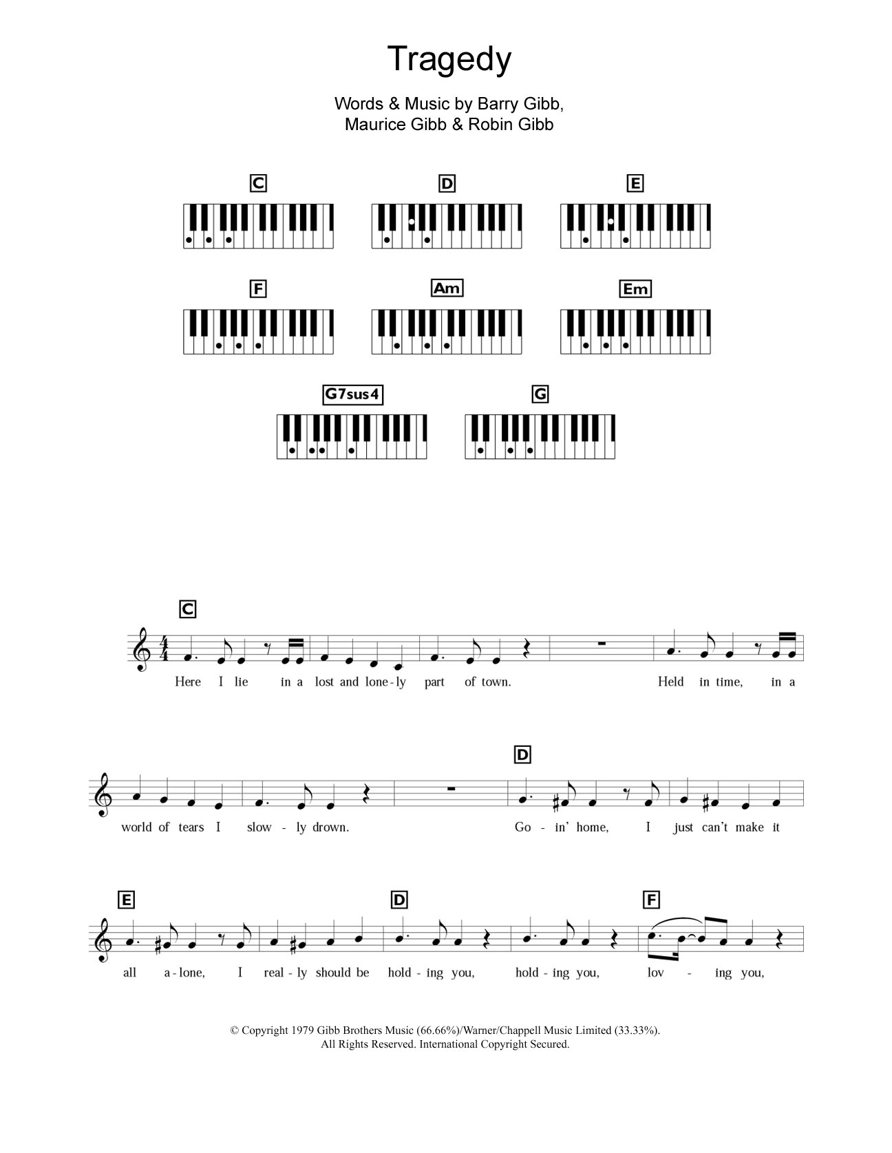 Download Bee Gees Tragedy Sheet Music and learn how to play Flute PDF digital score in minutes