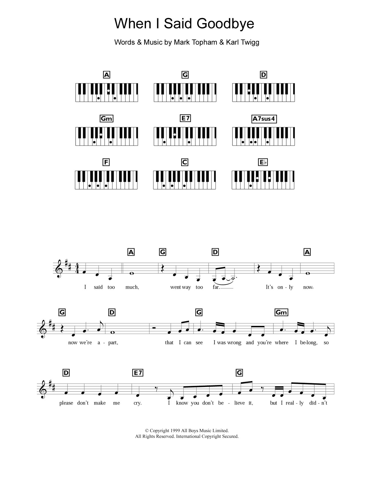 Download Steps When I Said Goodbye Sheet Music and learn how to play Keyboard PDF digital score in minutes